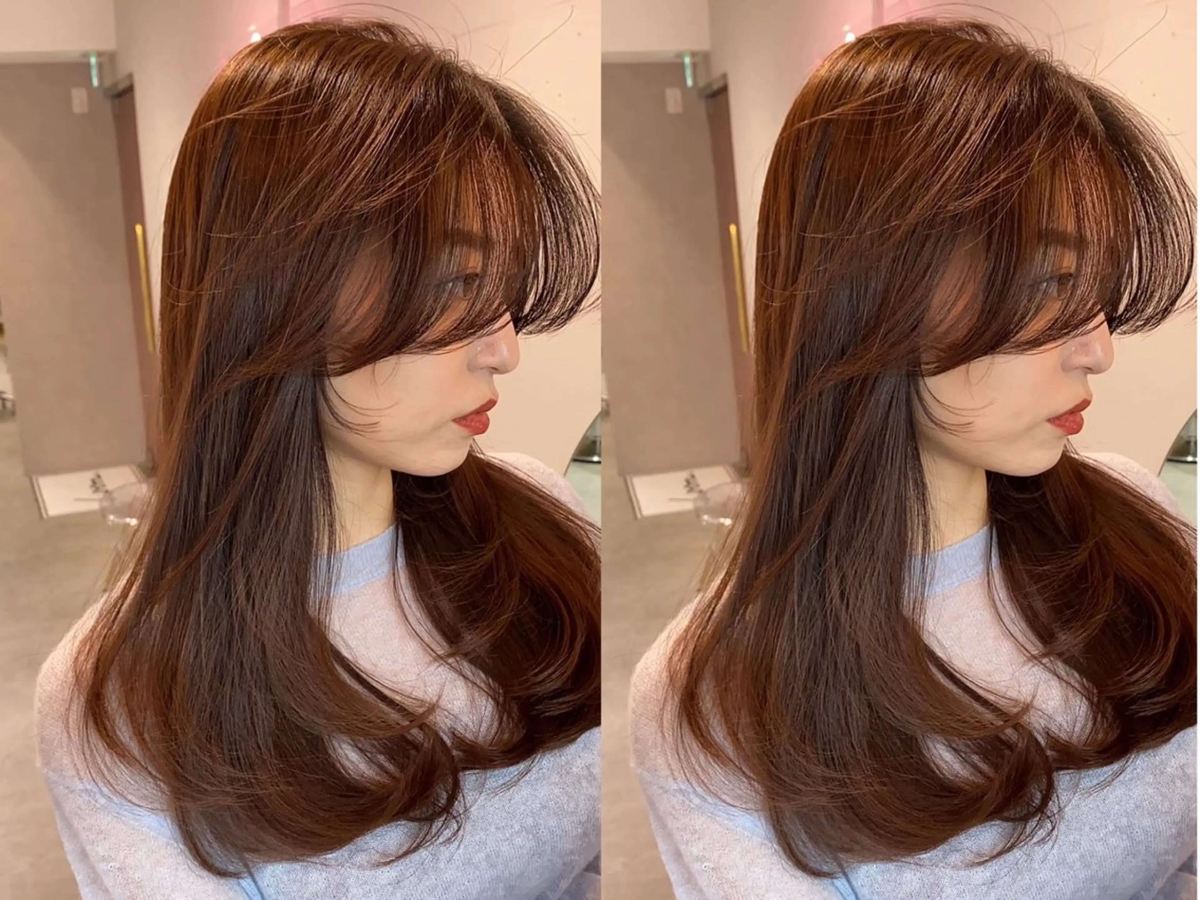 ミディアム レイヤーカット ヘアカラー トリートメント 新宿/韓国レイヤー/ 顔周りカット松本美晴のヘアスタイル