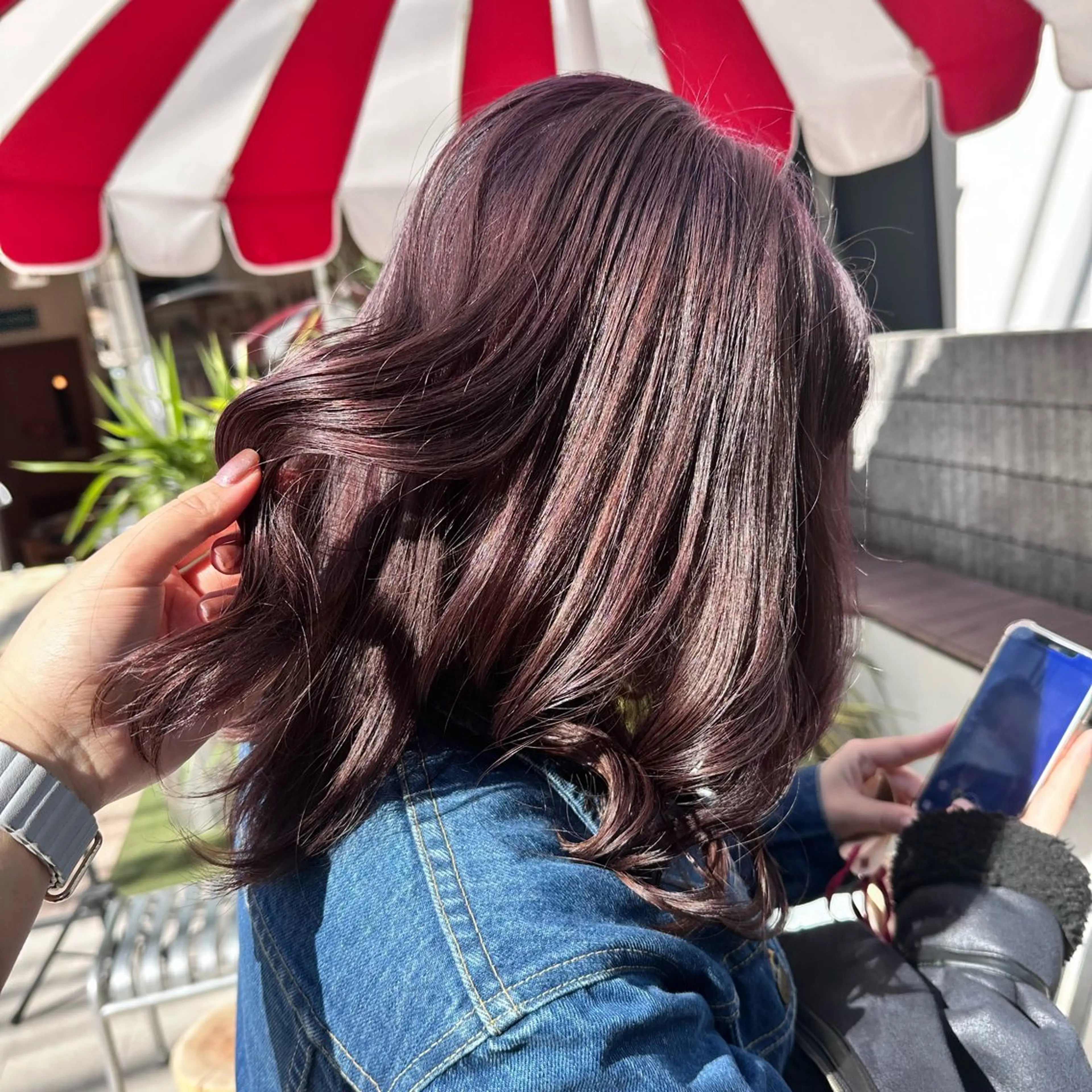 セミロング カラー ラベンダーカラー 🥀モテ暖色× エクステ🥀あかりのヘアスタイル