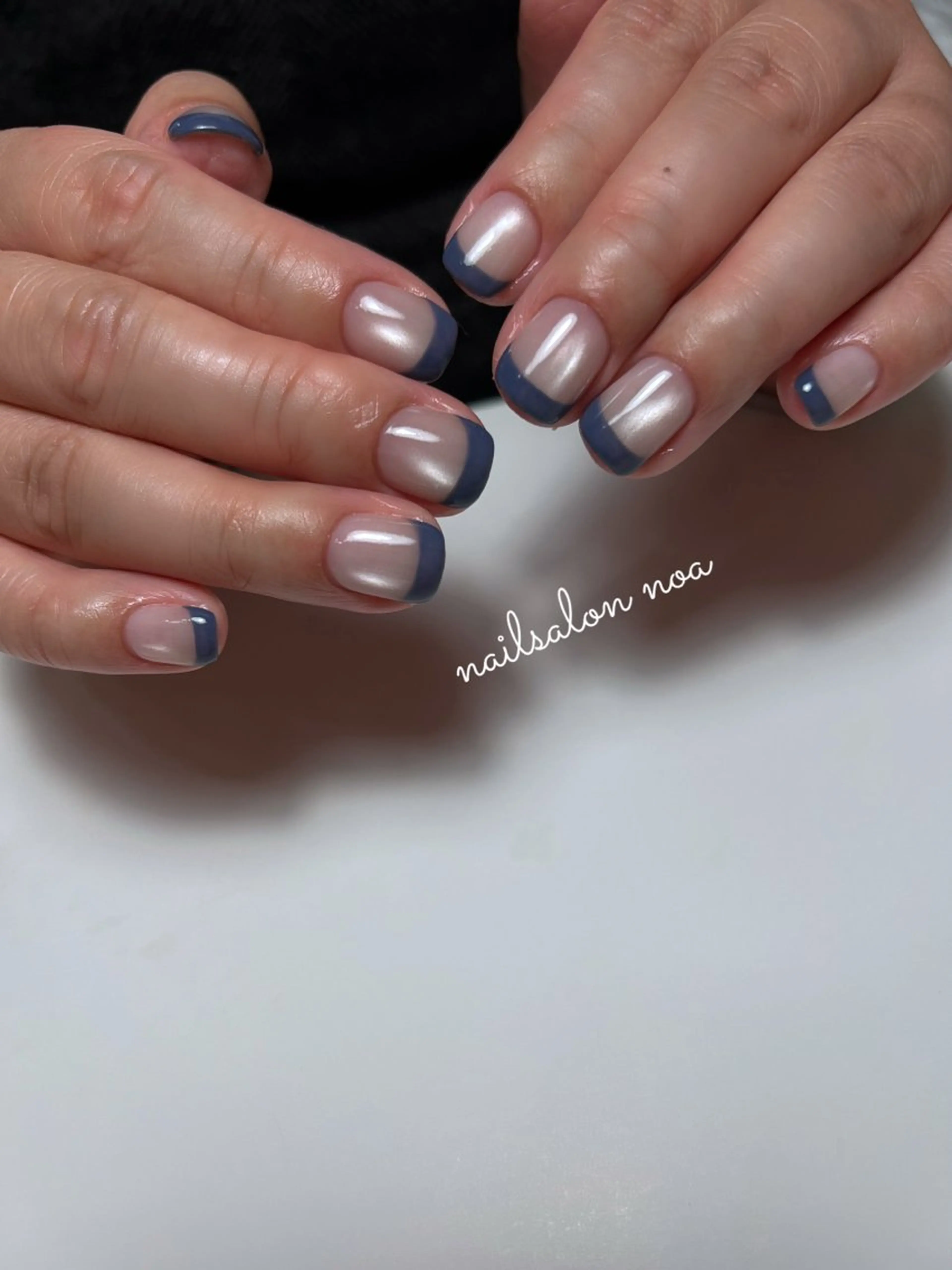 ネイル カジュアル フレンチネイル ジェルネイル マグネットネイル マグネットフレンチ ハンドネイル nailsalon noa所属・nailsalon noaのネイルデザイン