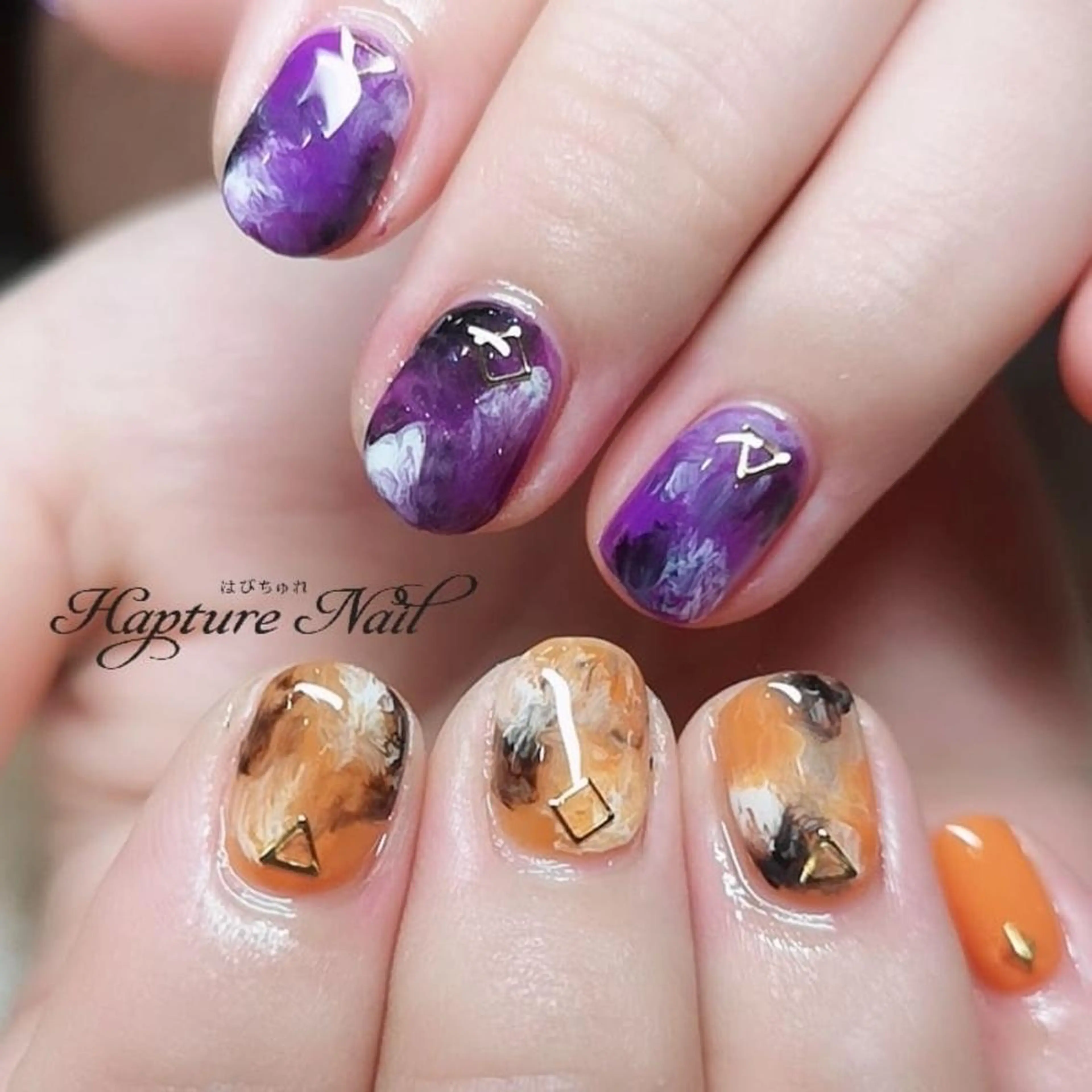 ネイル アートネイル ハロウィン 大理石ネイル(マーブル) マットネイル ワンカラーネイル m- Hiroのネイルデザイン