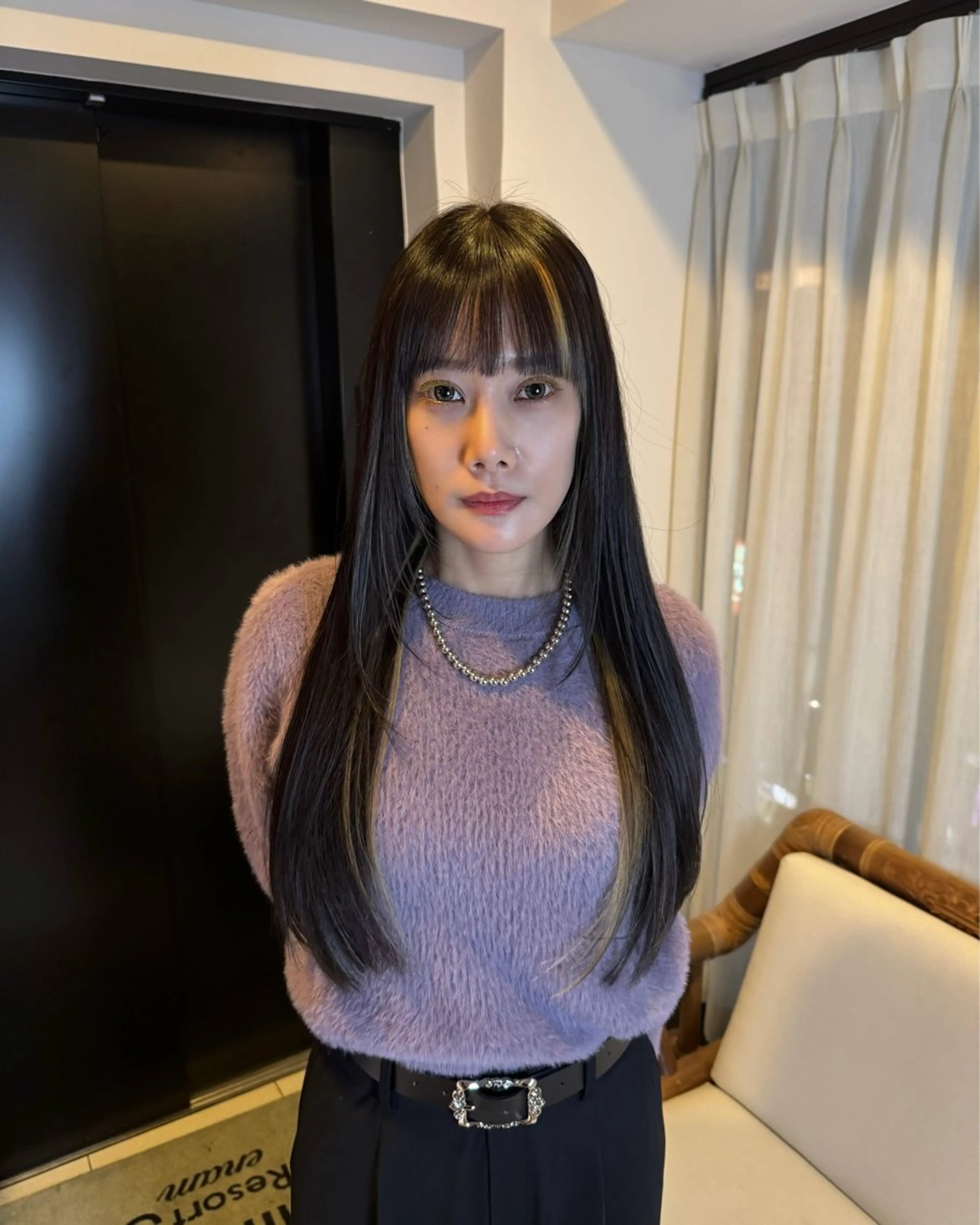 ロング カラー ロングレイヤー デザインカラー レイヤーカット ロング トリートメント カット ヘアカラー トリートメント Bonheur銀座 /前田 栞九郎のヘアスタイル