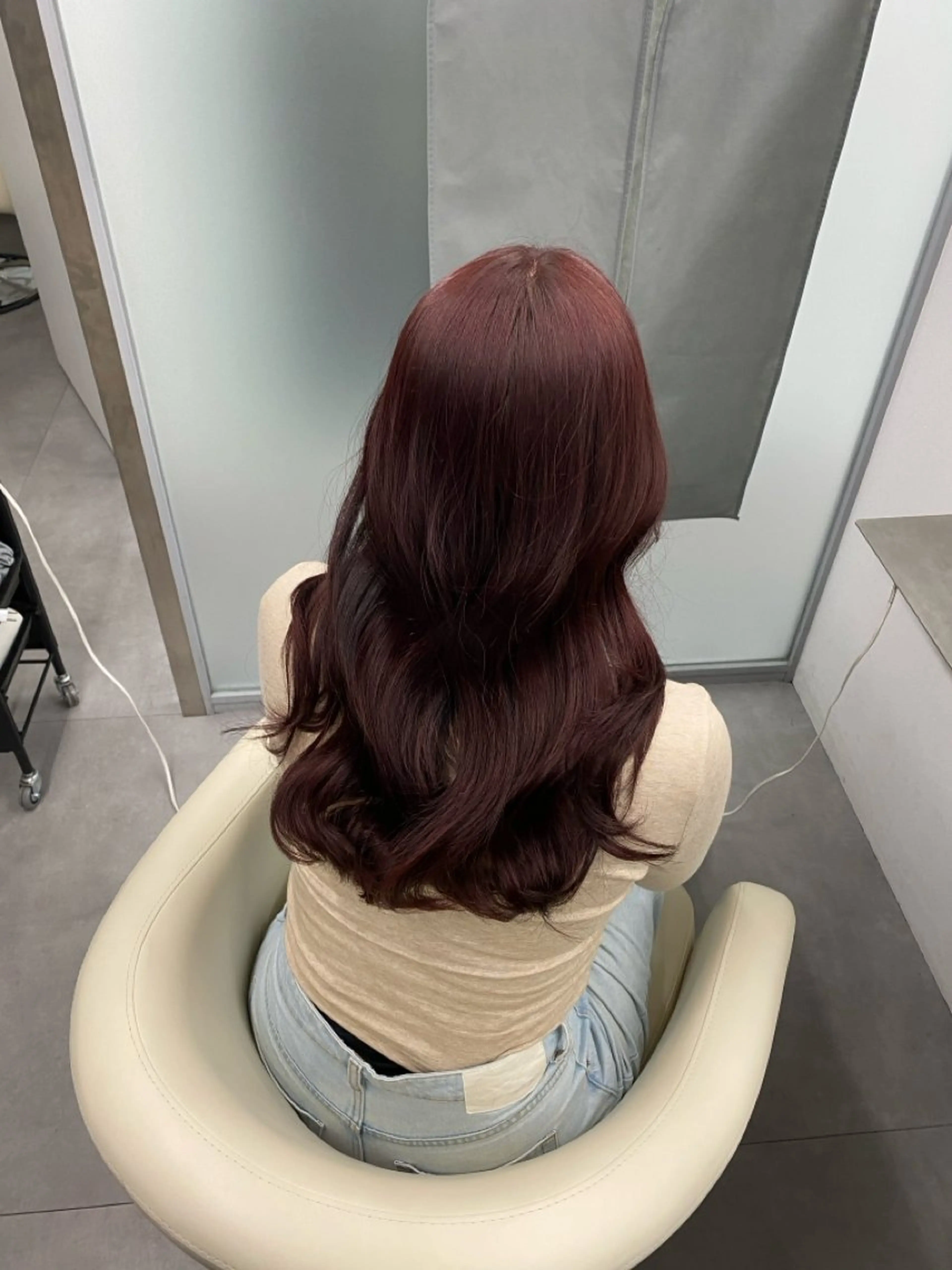 ロング カラー レッドカラー 江坂トレンド韓国風 髪質改善shinoのヘアスタイル