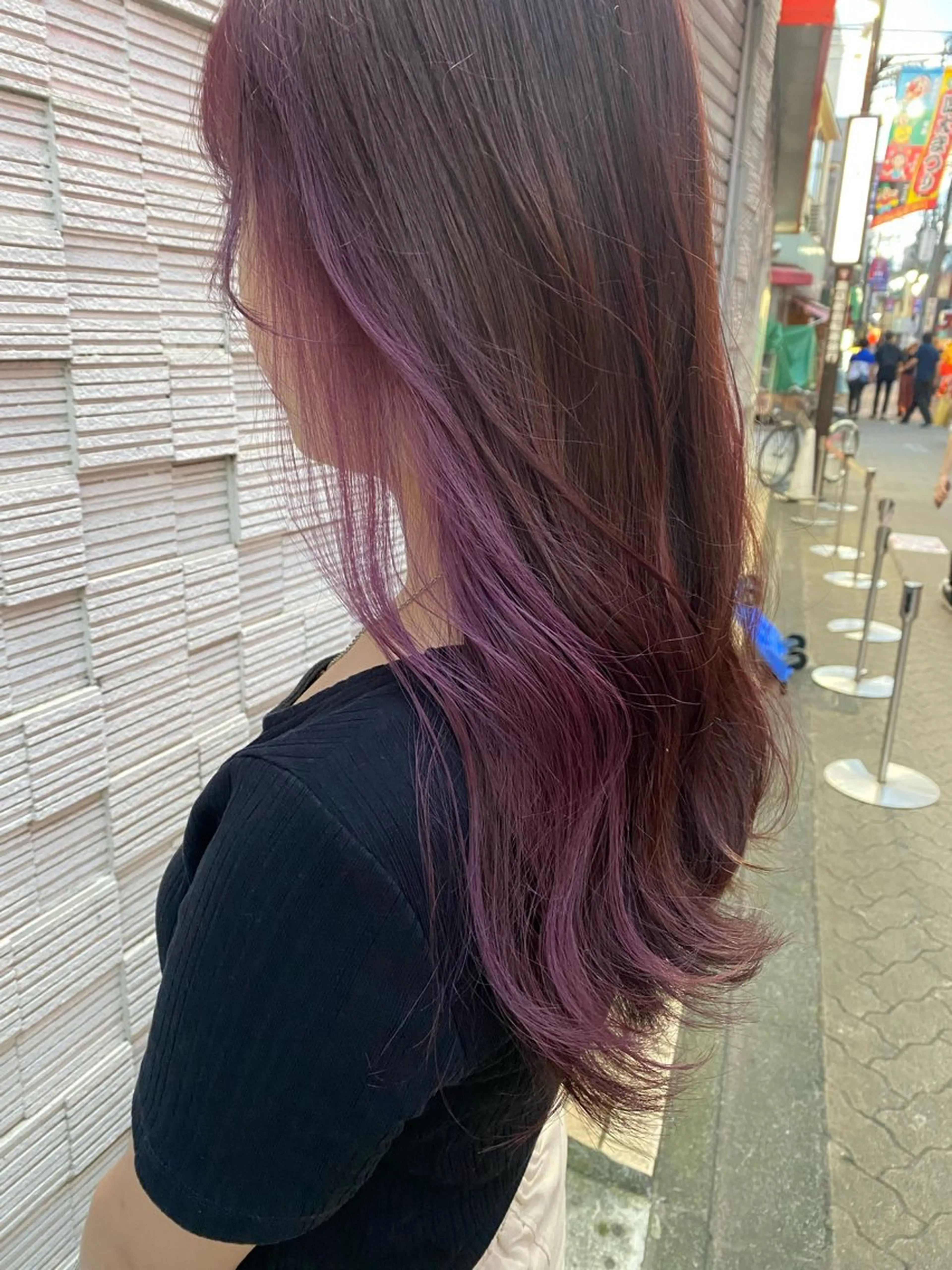 ロング カラー インナーカラー ピンクカラー ピンクパープル パープルカラー ブリーチなし透明感 🕊ワダ　ユイのヘアスタイル