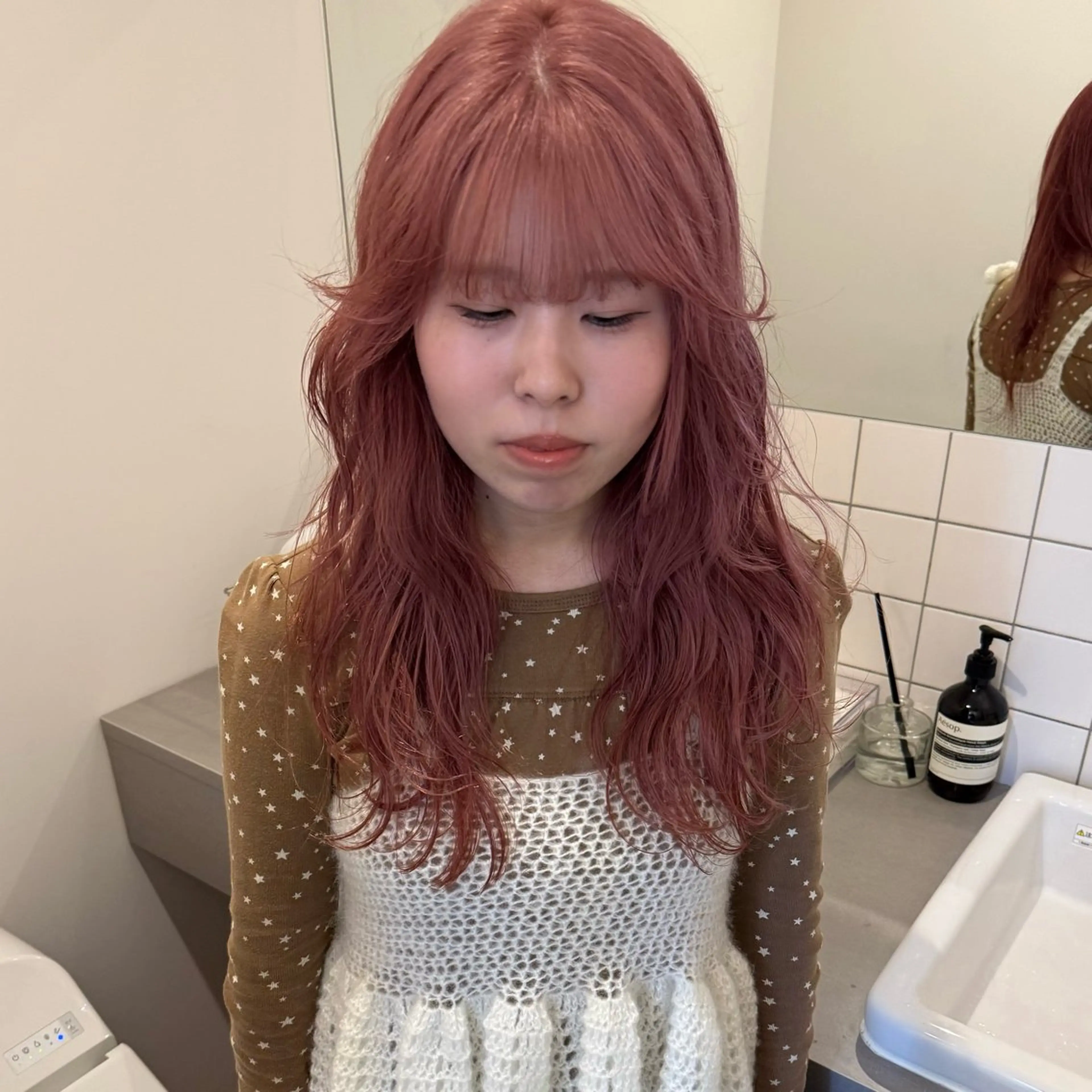 ロング カラー ベージュカラー ピンクカラー ピンクベージュ ヘアカラー 舟橋耀/ブリーチカラ ー/レイヤーカットのヘアスタイル