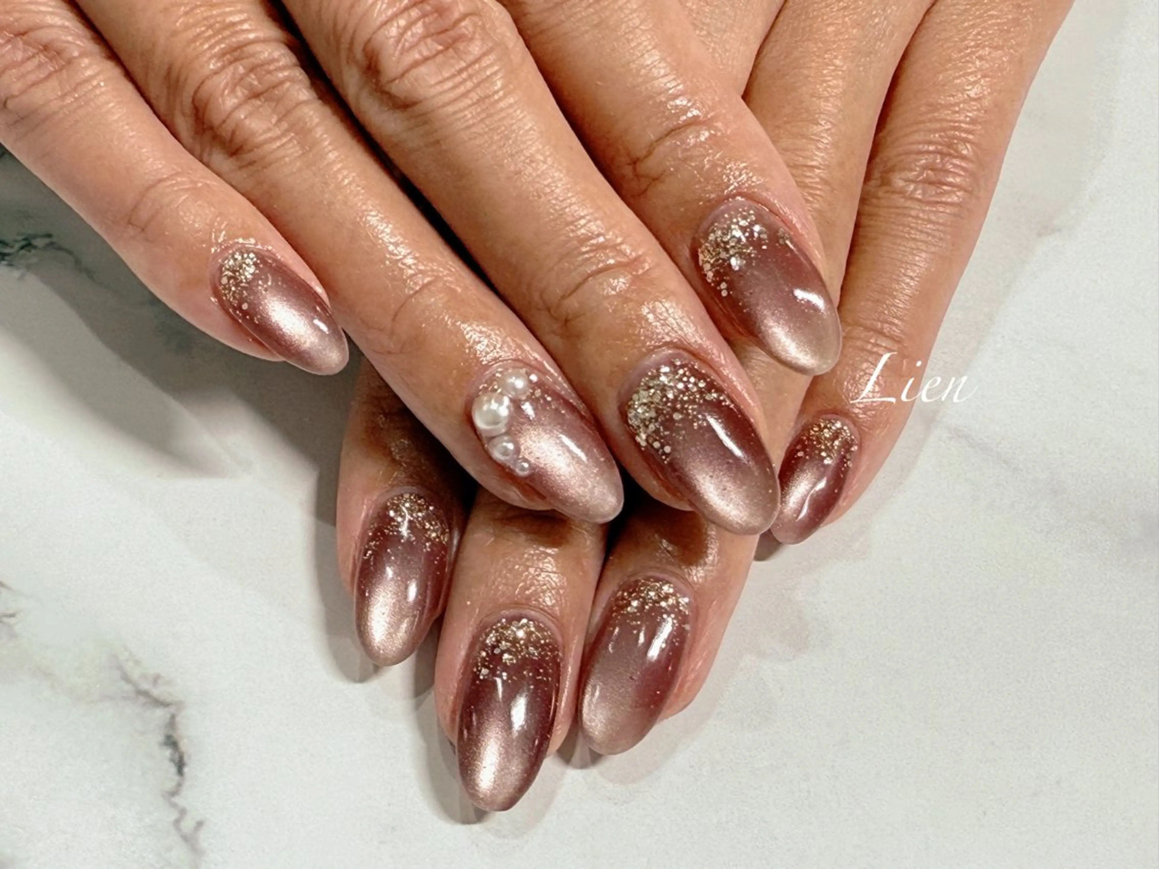 ネイル 長さ出し フットネイル フレンチネイル ジェルネイル ガラスフレンチ フットネイル Lien（リアン） 銀座駅6分のネイルデザイン