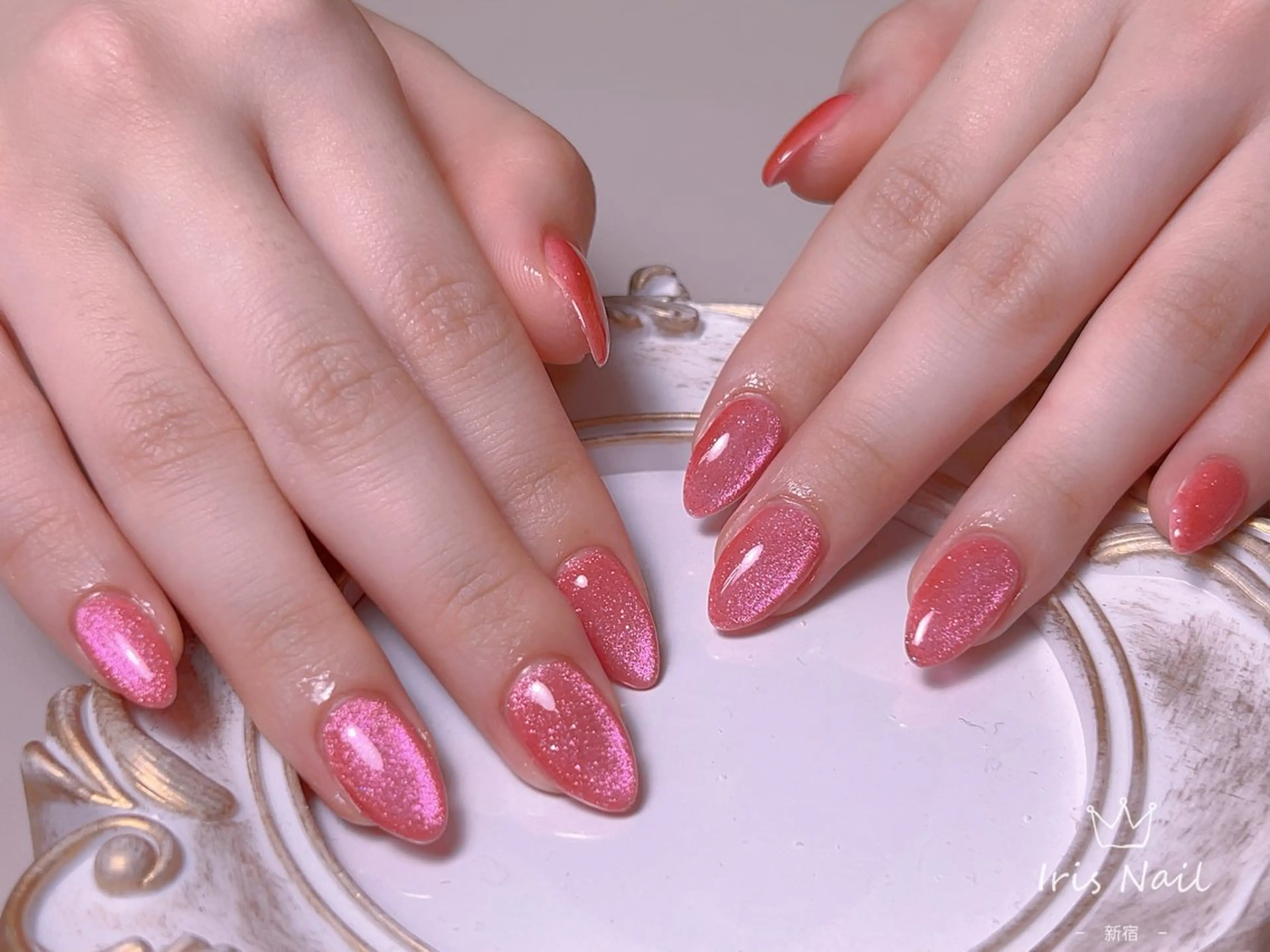 ネイル フレンチネイル ジェルネイル グラデーション 韓国ネイル マグネットネイル 【長さ出し】 IRIS NAILのネイルデザイン