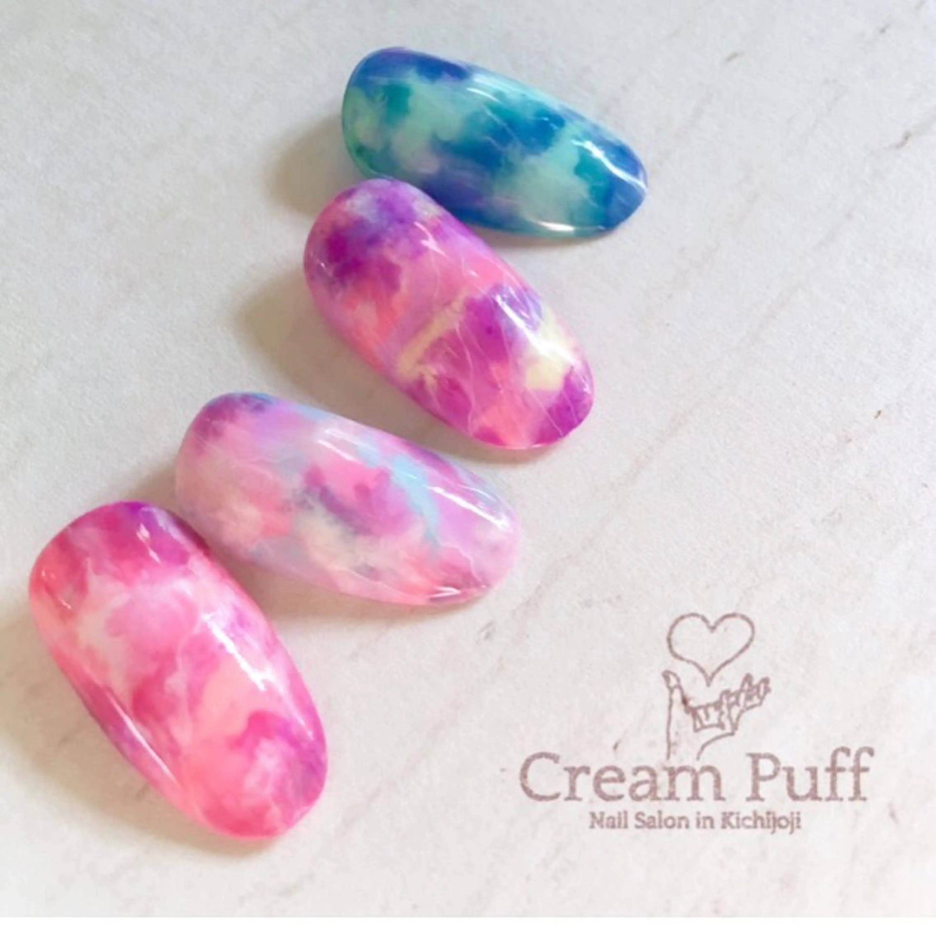 ネイル アートネイル 大理石ネイル(マーブル) ピンク HAMANO MIKAのネイルデザイン