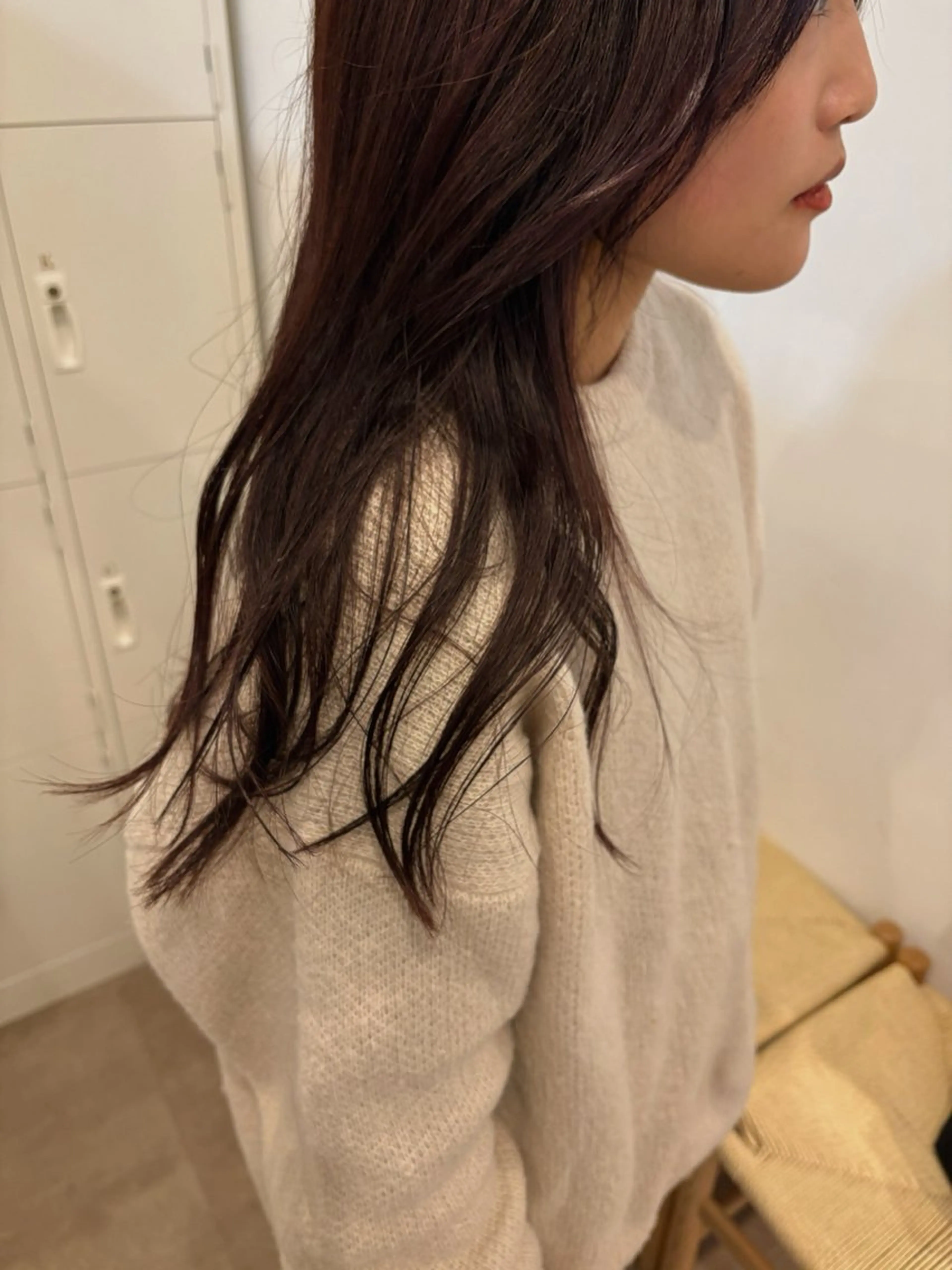 ロング カラー カット ヘアカラー 梅田／ベージュ レイヤー／ヌマタのヘアスタイル