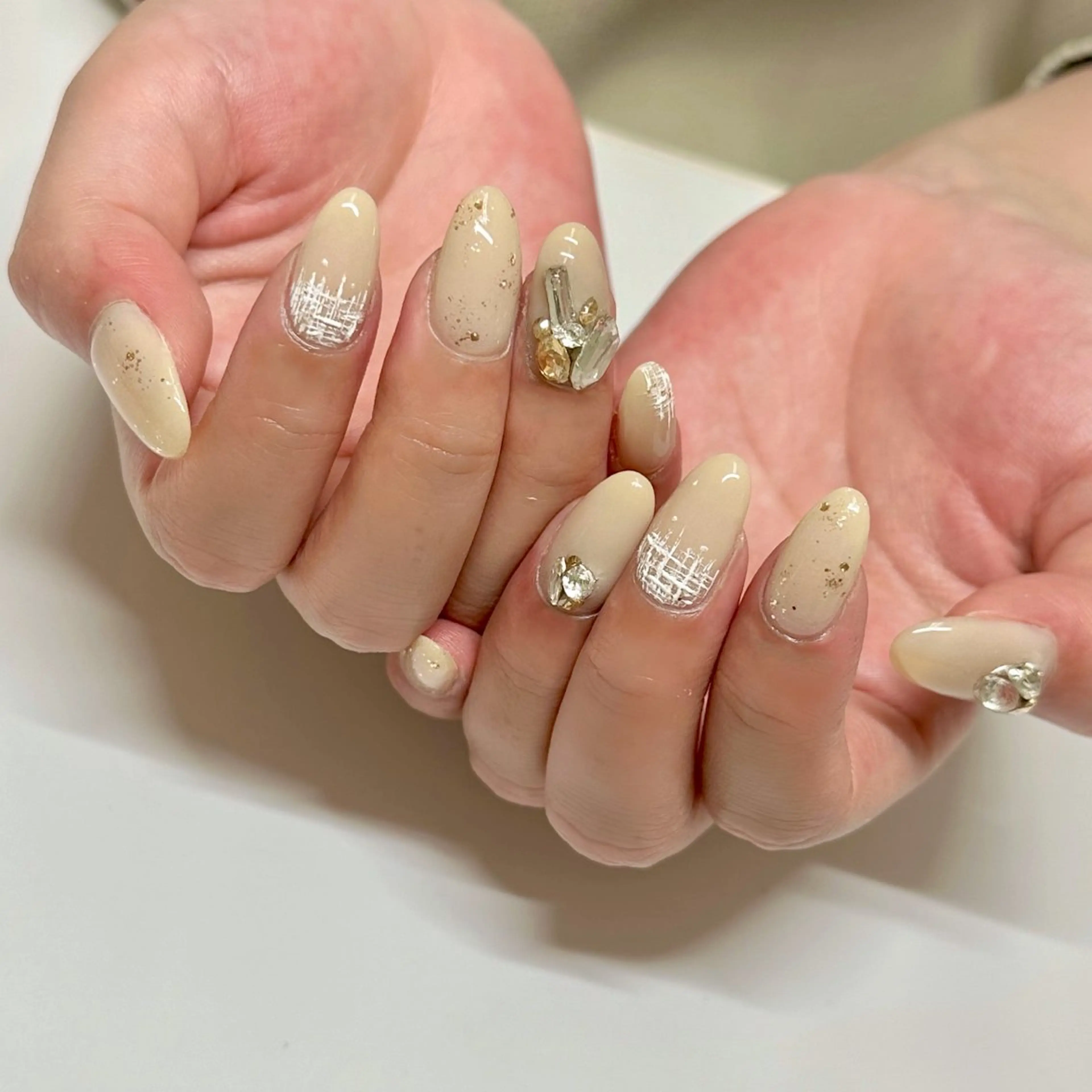 ネイル アートネイル 春ネイル ツイードネイル 黄色 Faire MIKIのネイルデザイン