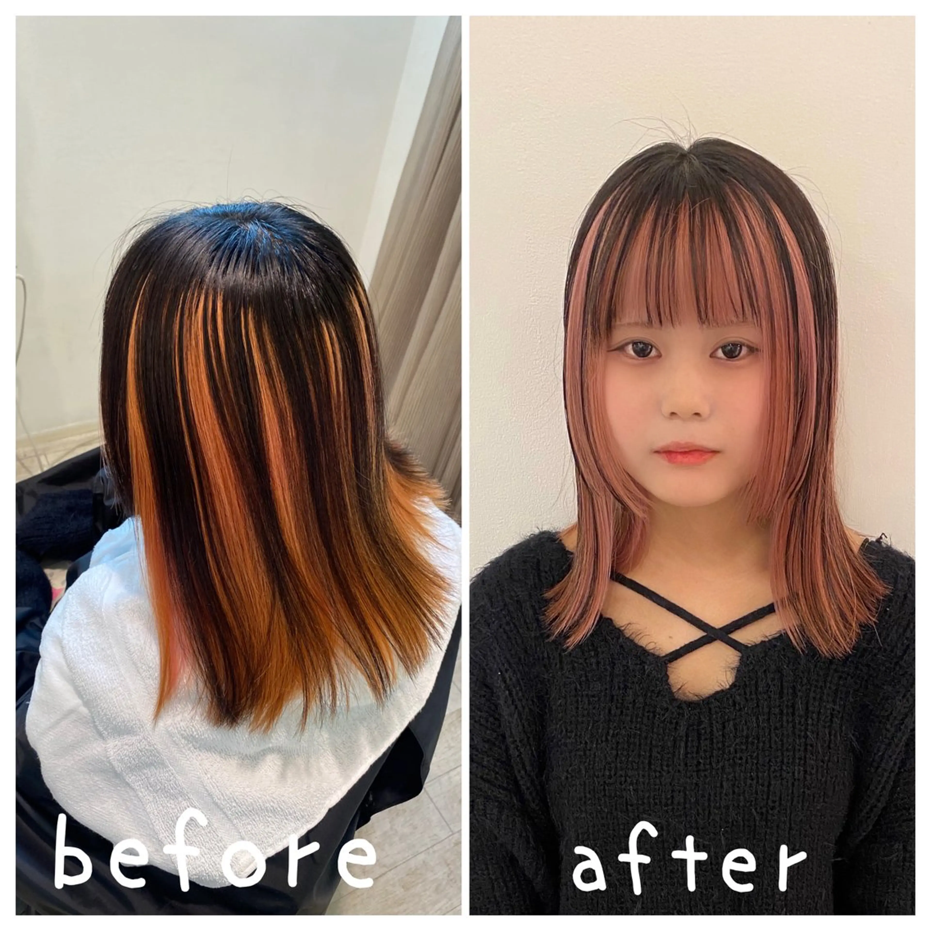 カラー ブリーチ 透明感カラー オレンジ ピンクカラー ヘアカラー トリートメント ブリーチ特化型🐯 Lita -ゆうや-のヘアスタイル