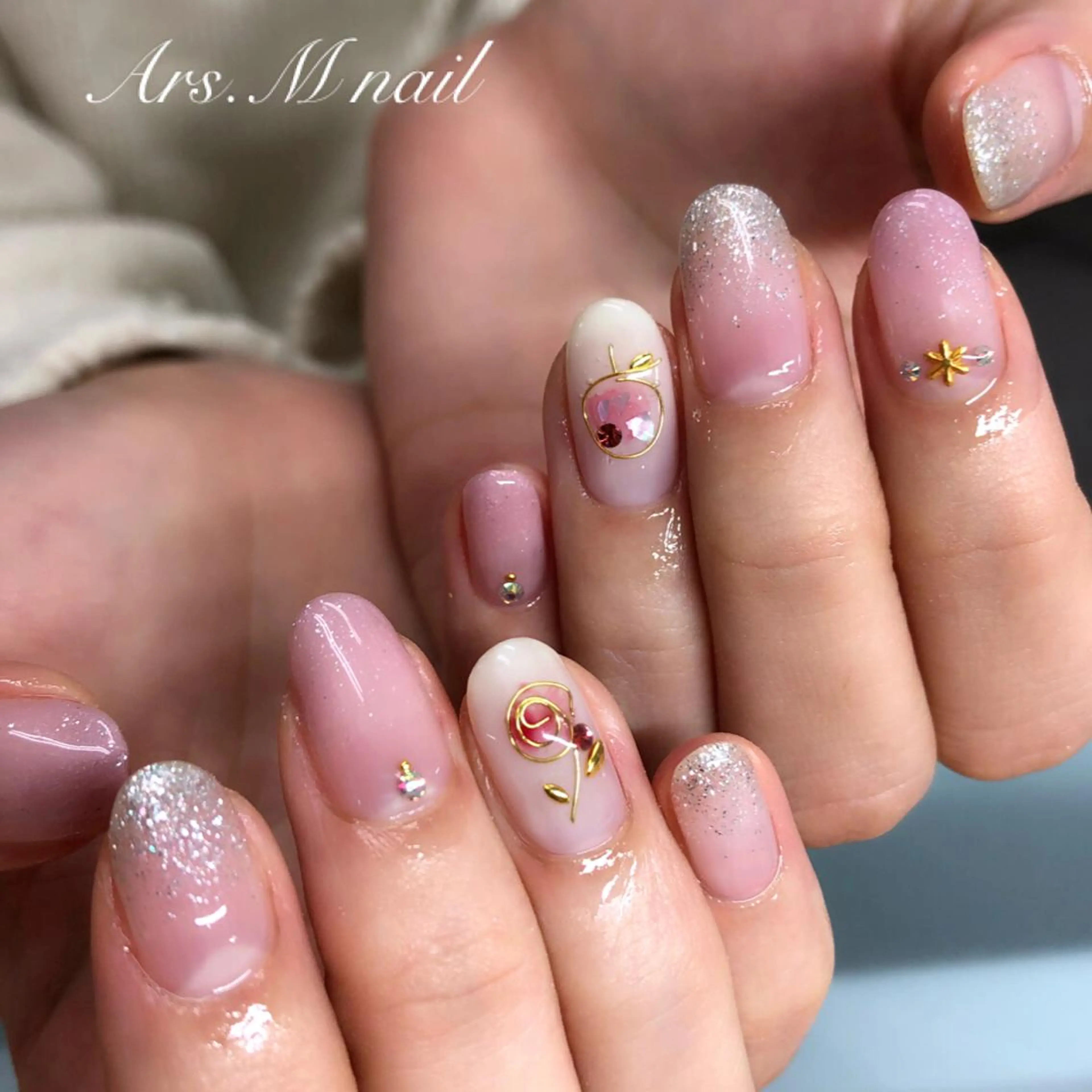 ネイル ストーンネイル ハンドネイル アルス.エム所属・Ars.M nailのネイルデザイン