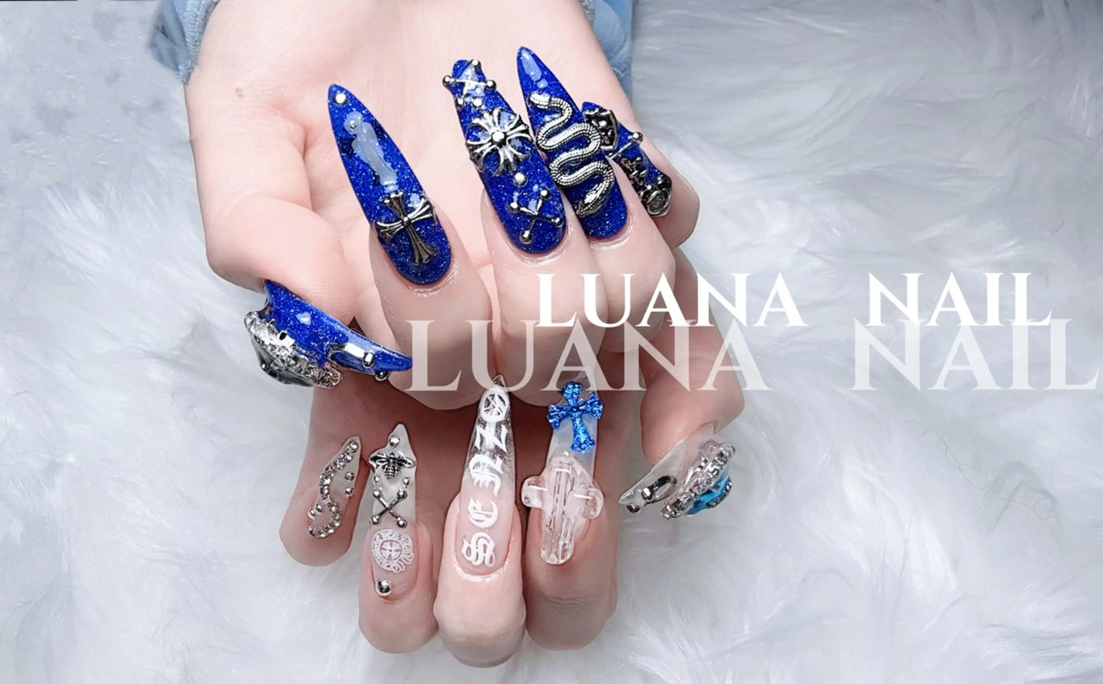 ネイル フラッシュネイル フレンチネイル 韓国ネイル ロングネイル マグネットネイル ハンドネイル ルアナネイルサロン所属・ルアナネイル サロンのネイルデザイン