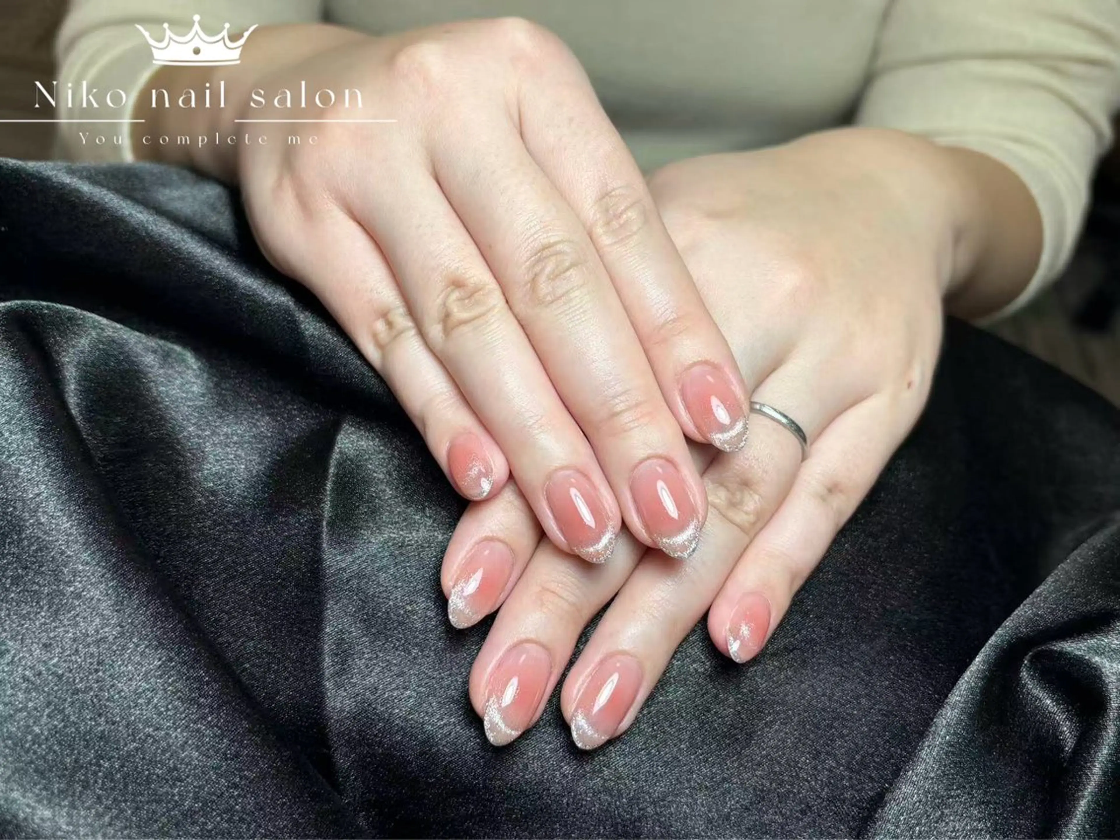 ネイル チークネイル フットネイル フレンチネイル ジェルネイル ガラスフレンチ 柚子 Nikoのネイルデザイン