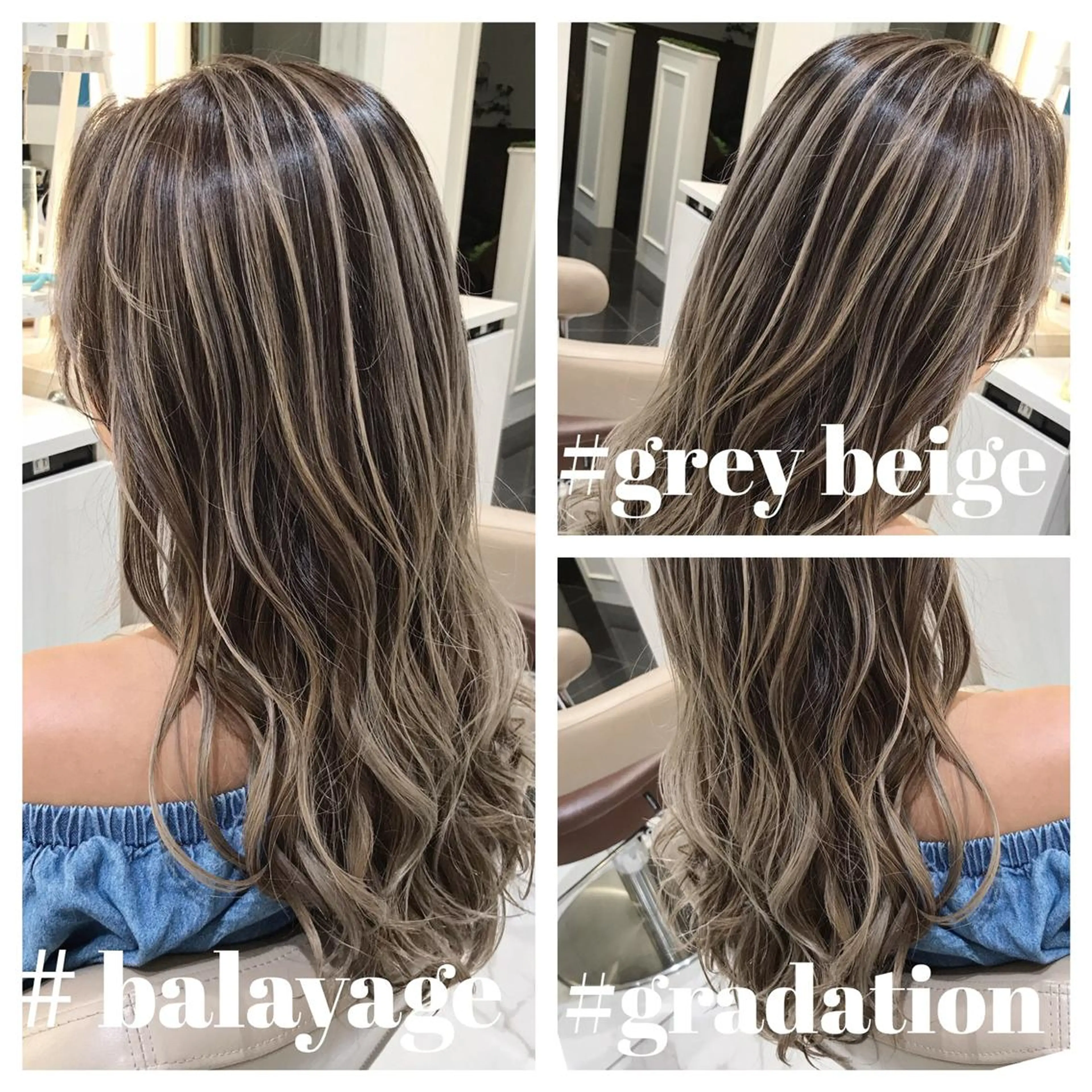 ロング カラー バレイヤージュ グレージュ レイヤーカット カット ヘアカラー 山崎俊輔/髪質改善 /バレイヤージュのヘアスタイル