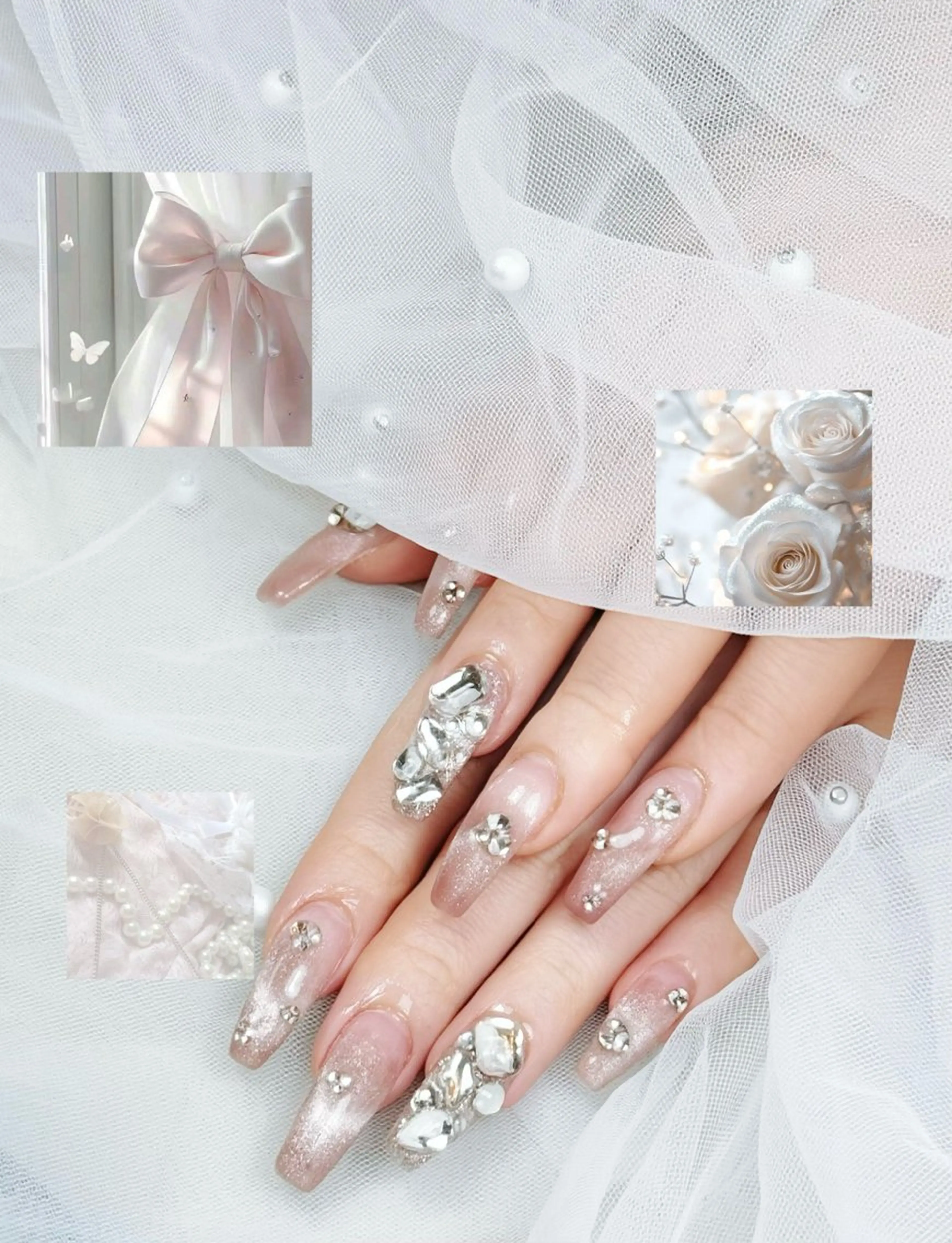 ネイル グラデーション マグネットネイル ピンク ストーンネイル ワンホンネイル Haney所属・S. Hanaのネイルデザイン