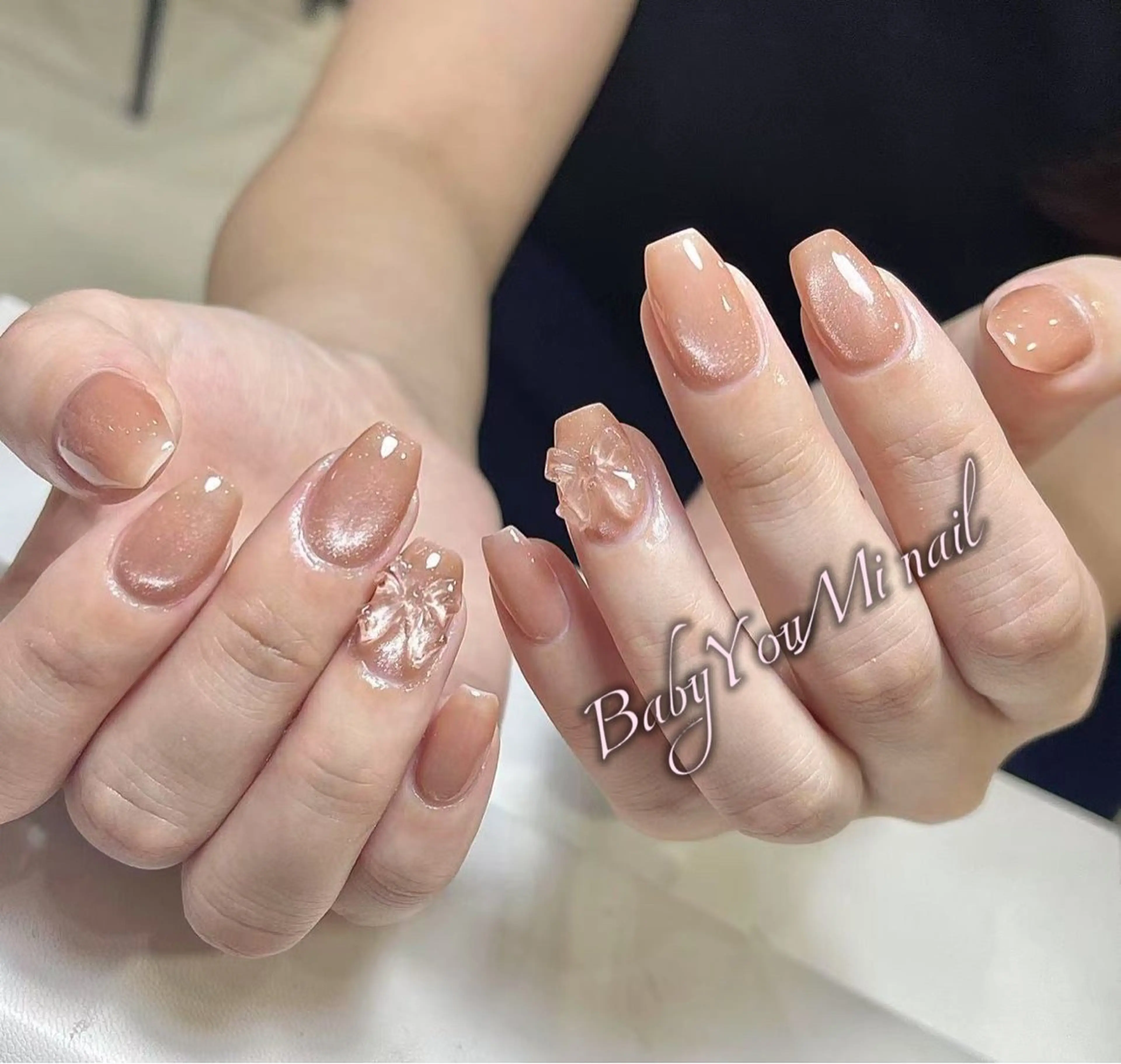 ネイル オーロラネイル フラワーネイル フットネイル フレンチネイル ジェルネイル ハンドネイル BabyYouMi ねねのネイルデザイン