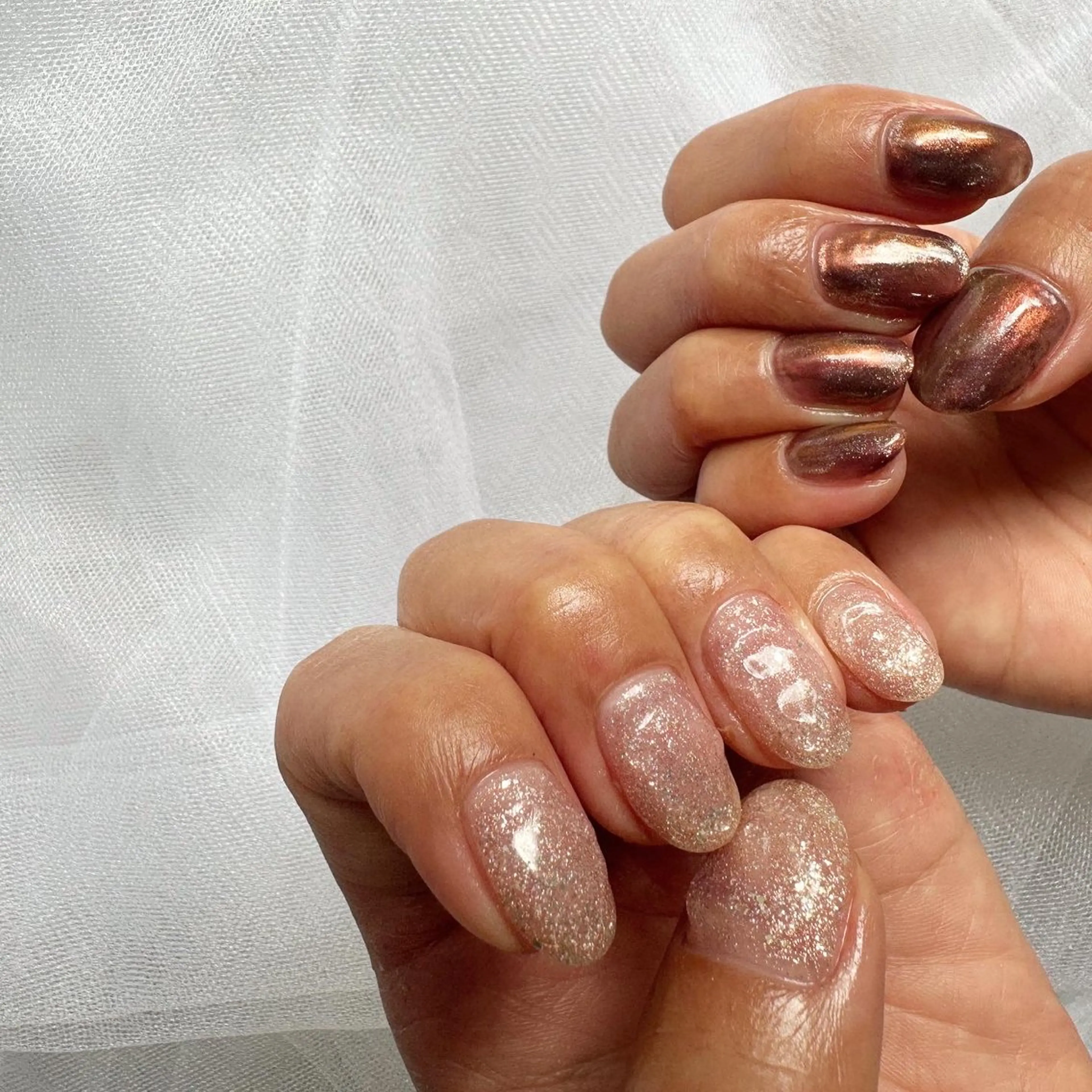 ネイル ブラウン 氷ネイル・うるうるネイル 韓国ネイル ラメ(グリッター) マグネットネイル 🪞KAPE NAIL 🪞のネイルデザイン