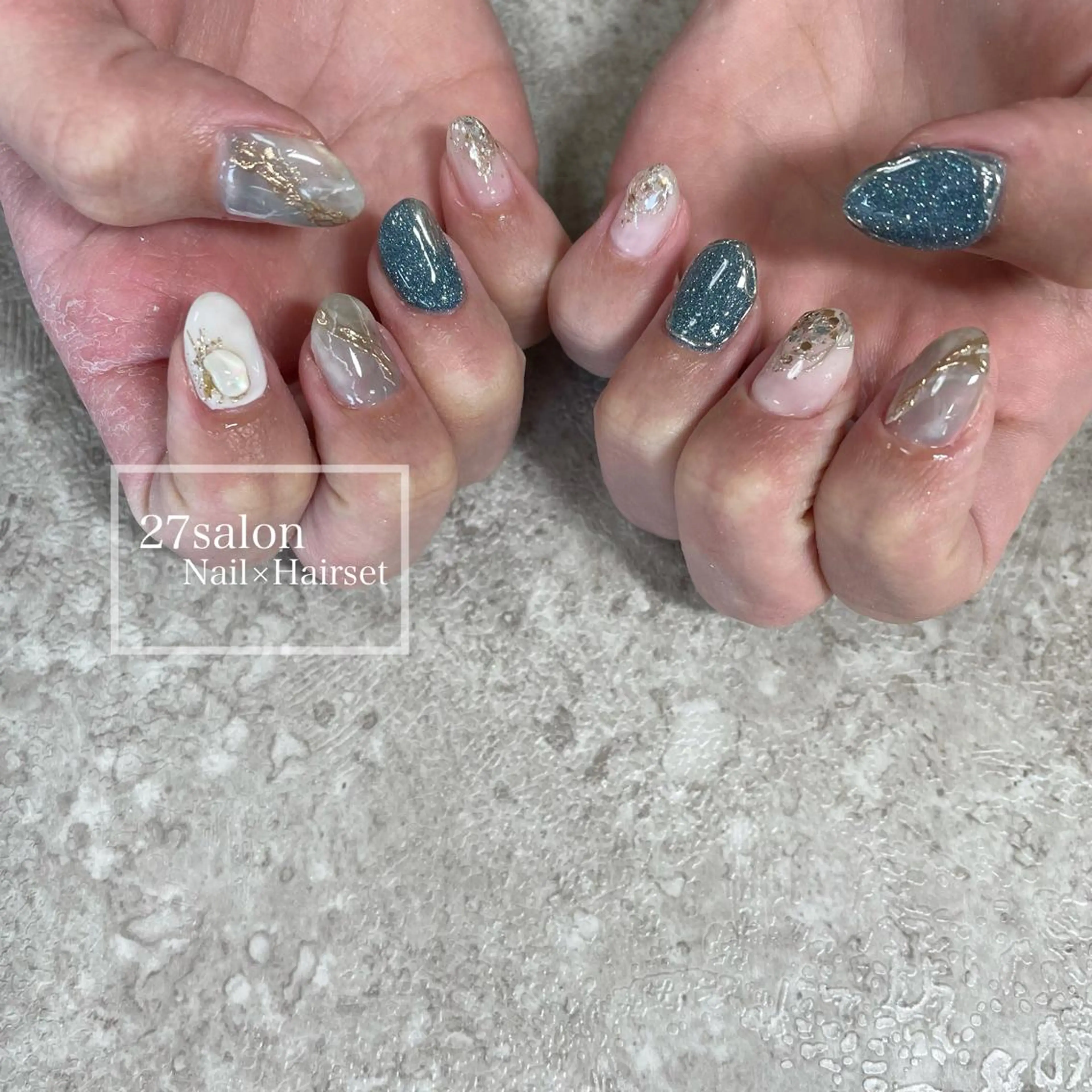 ネイル フラッシュネイル ニュアンスネイル ブライダルネイル 27salon yuinaのネイルデザイン