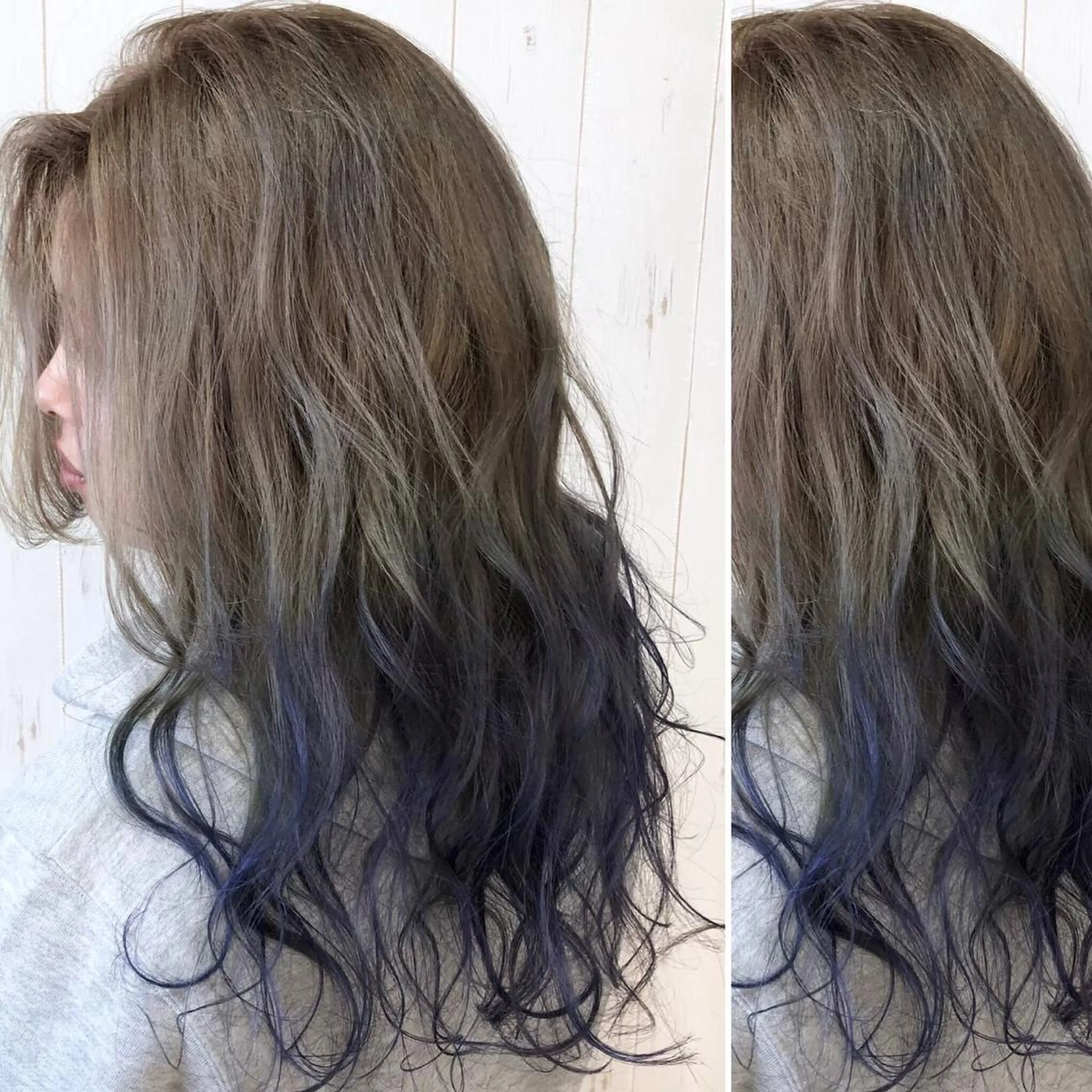 セミロング カラー JuNブリーチに 縮毛矯正するプロのヘアスタイル