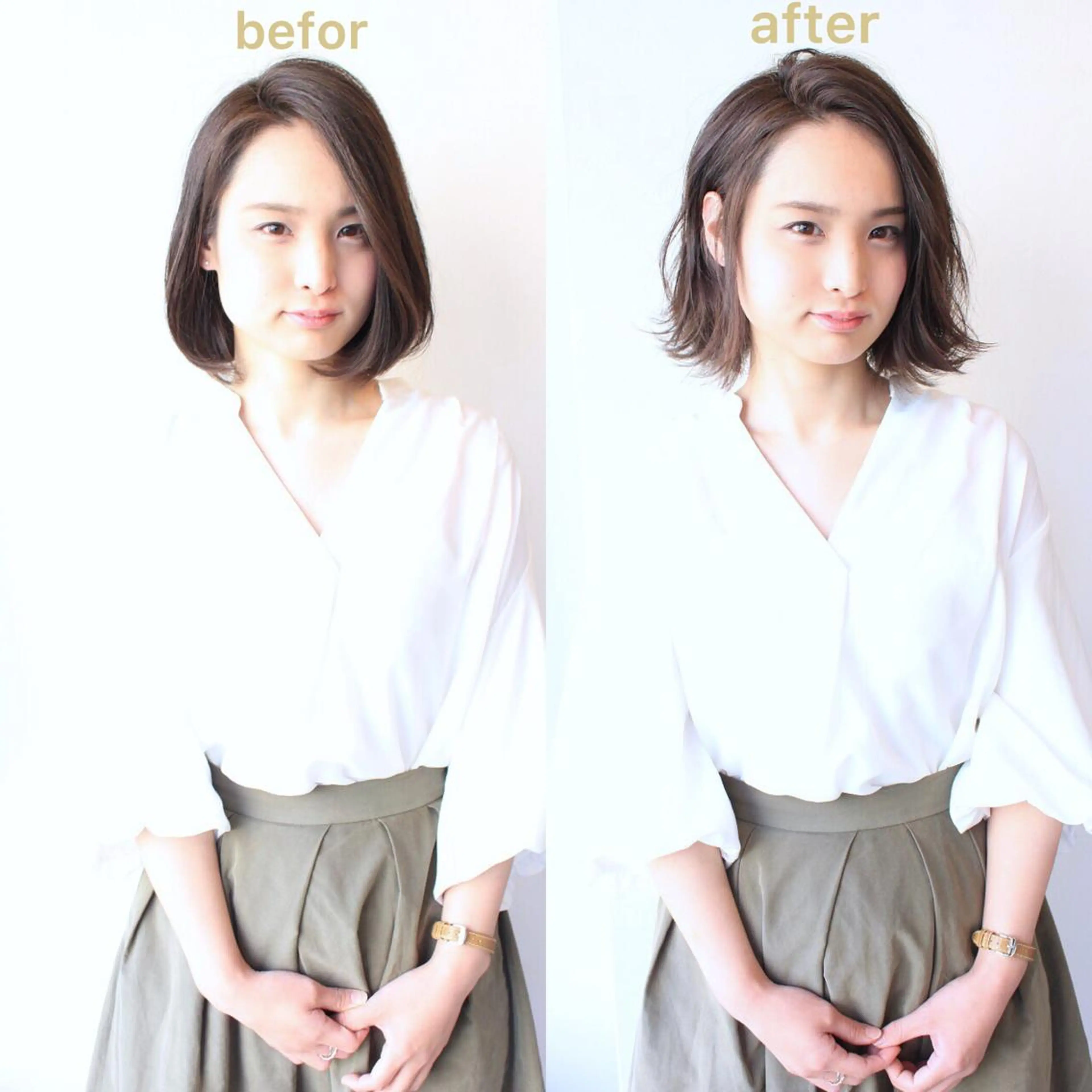 ミディアム 河野 薫のヘアスタイル