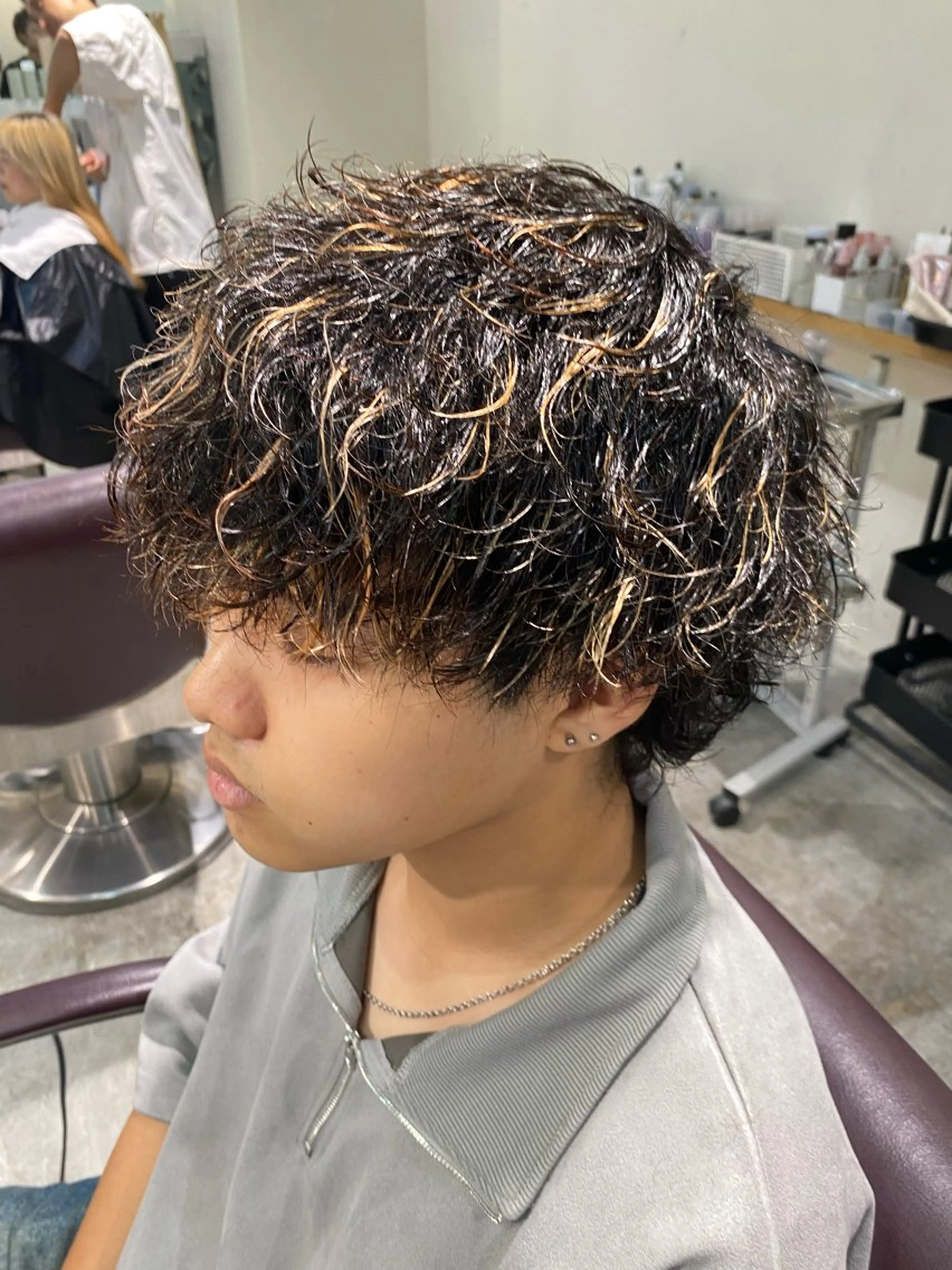 ショート パーマ メンズ カット パーマ パーマ特化/フェザー パーマシャドウ/真生のヘアスタイル