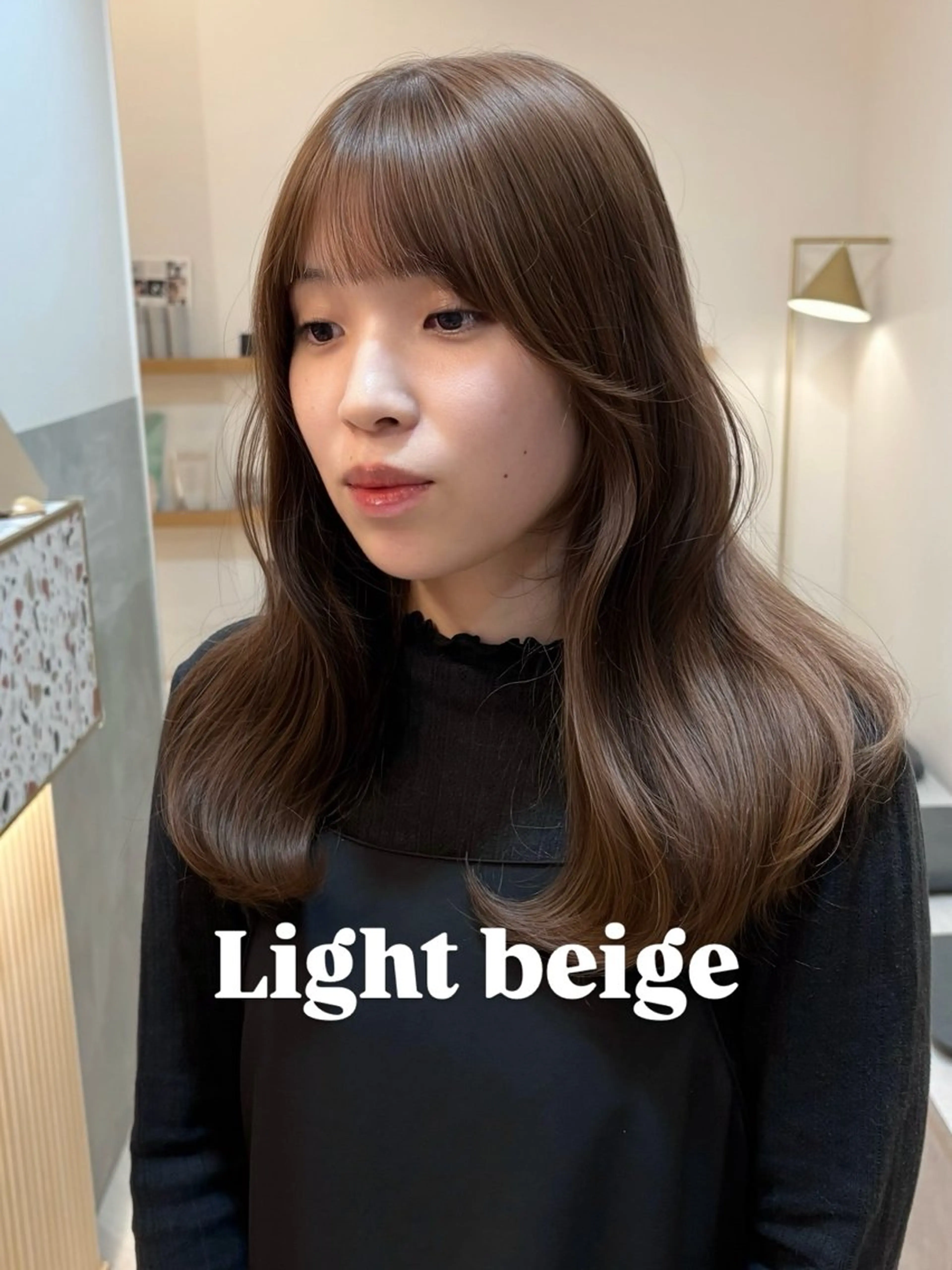 ミディアム カット ヘアカラー トリートメント 似合わせ/ベージュ /レイヤー/りほ🤍のヘアスタイル