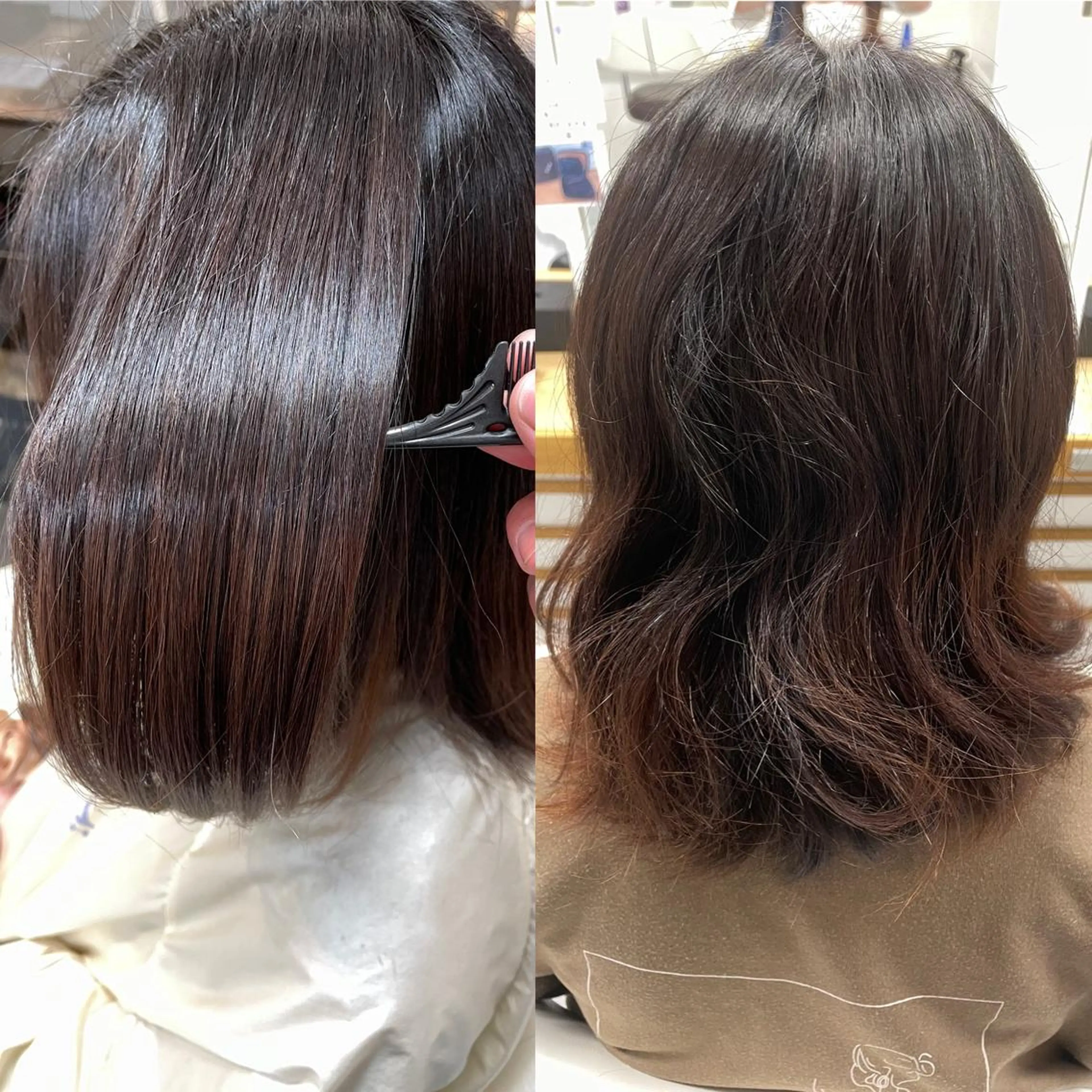 ミディアム パーマ カット 縮毛矯正 トリートメント 縮毛/レイヤー 韓国/橋口のヘアスタイル