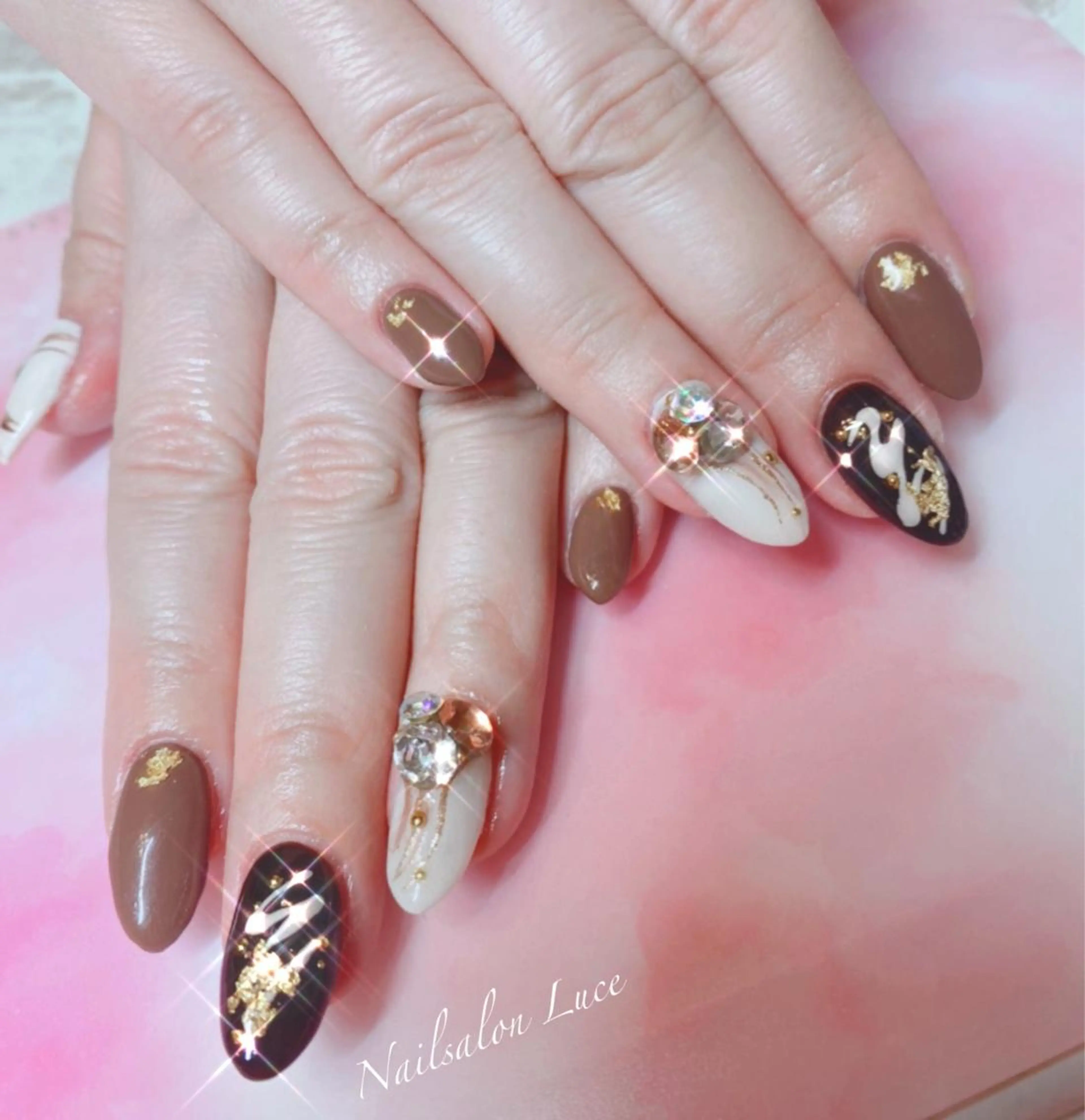 ネイル ジェルネイル ワンカラーネイル バレンタイン ネイル& 脱毛サロン　Lのマツエク・マツパデザイン