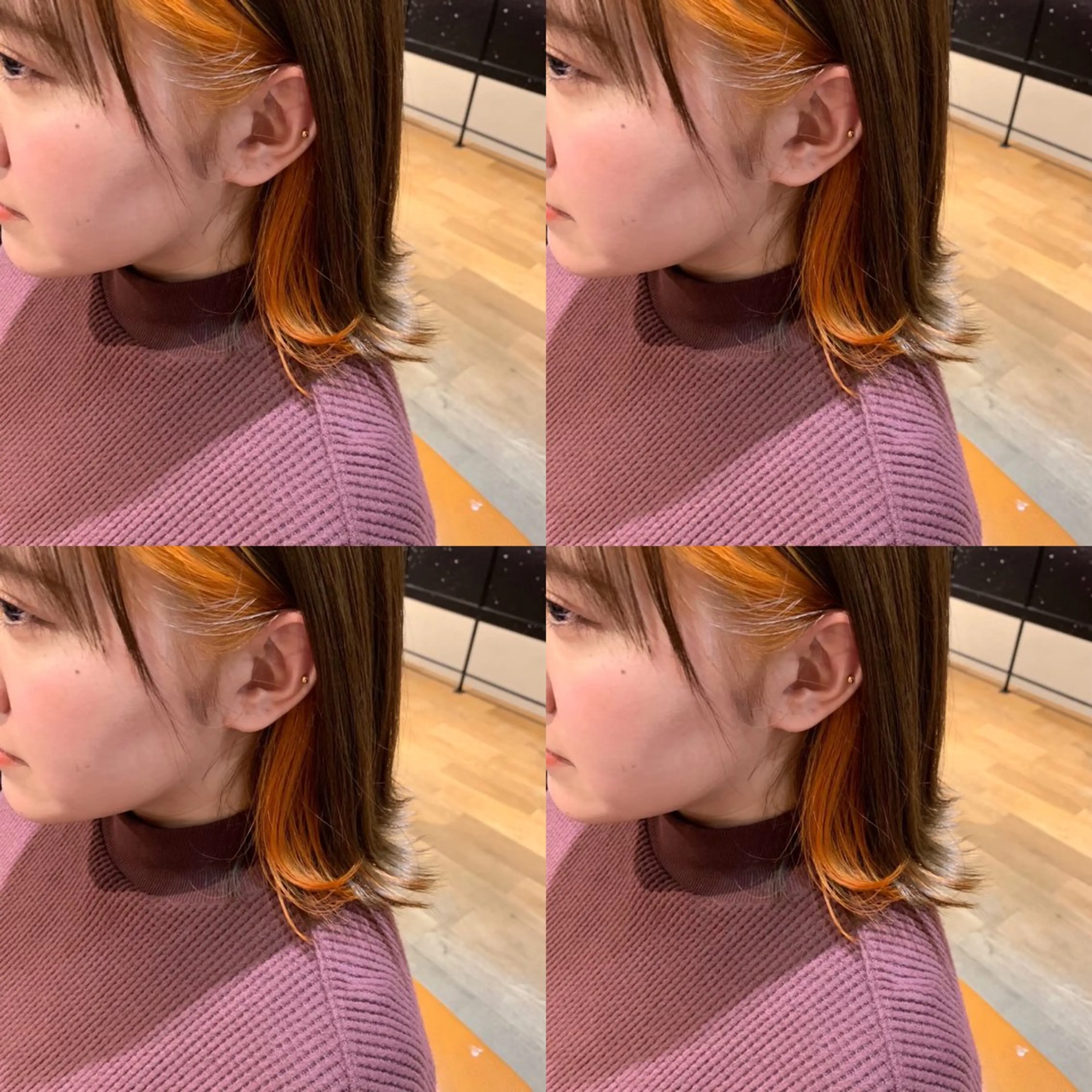 ロング カラー オレンジ ヘアカラー トリートメント 店長✨️韓国ヘア✖️ 髪質改善カラー／純大のヘアスタイル