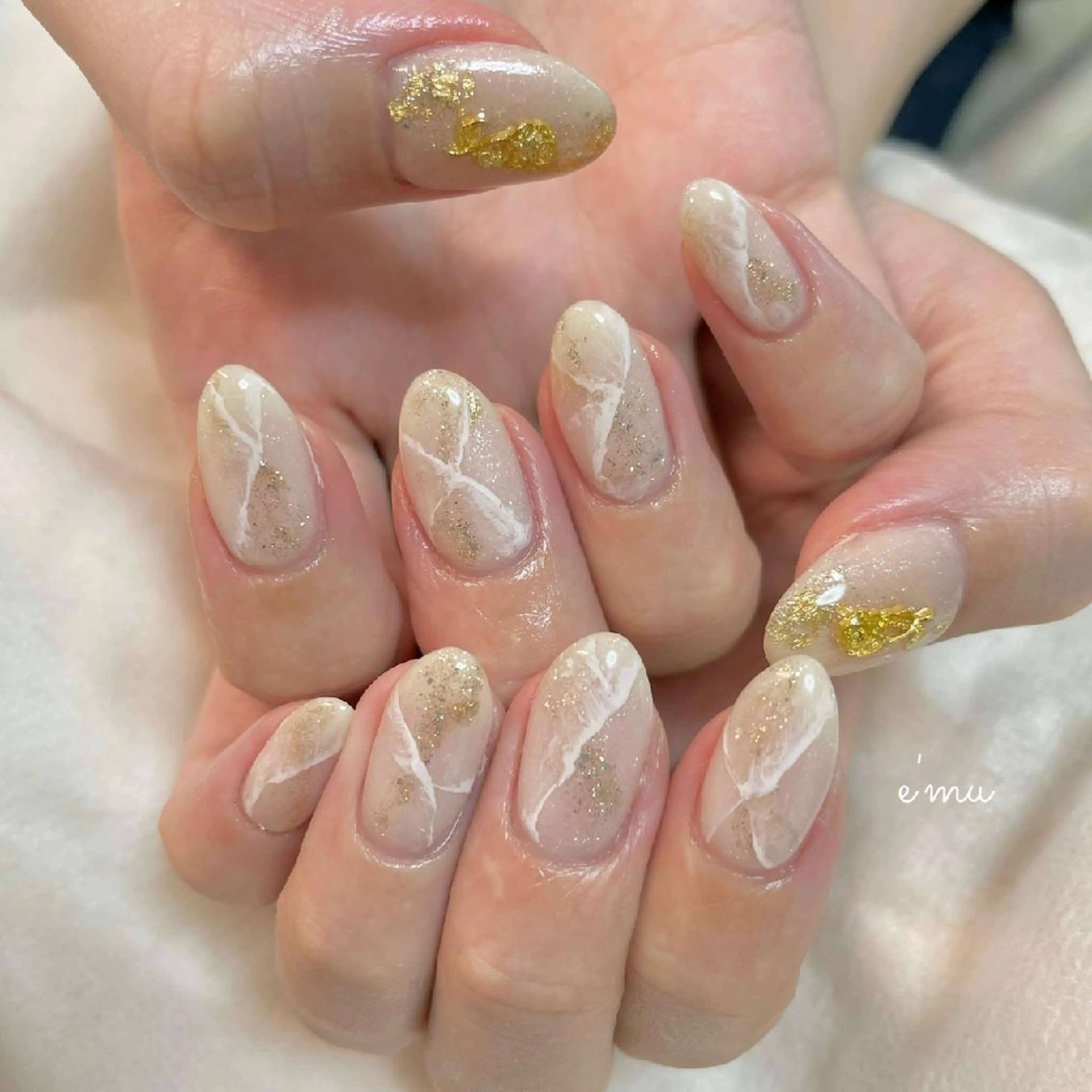 ネイル 大理石ネイル(マーブル) ニュアンスネイル シンプルネイル ハンドネイル nail salon e'mu💐のネイルデザイン