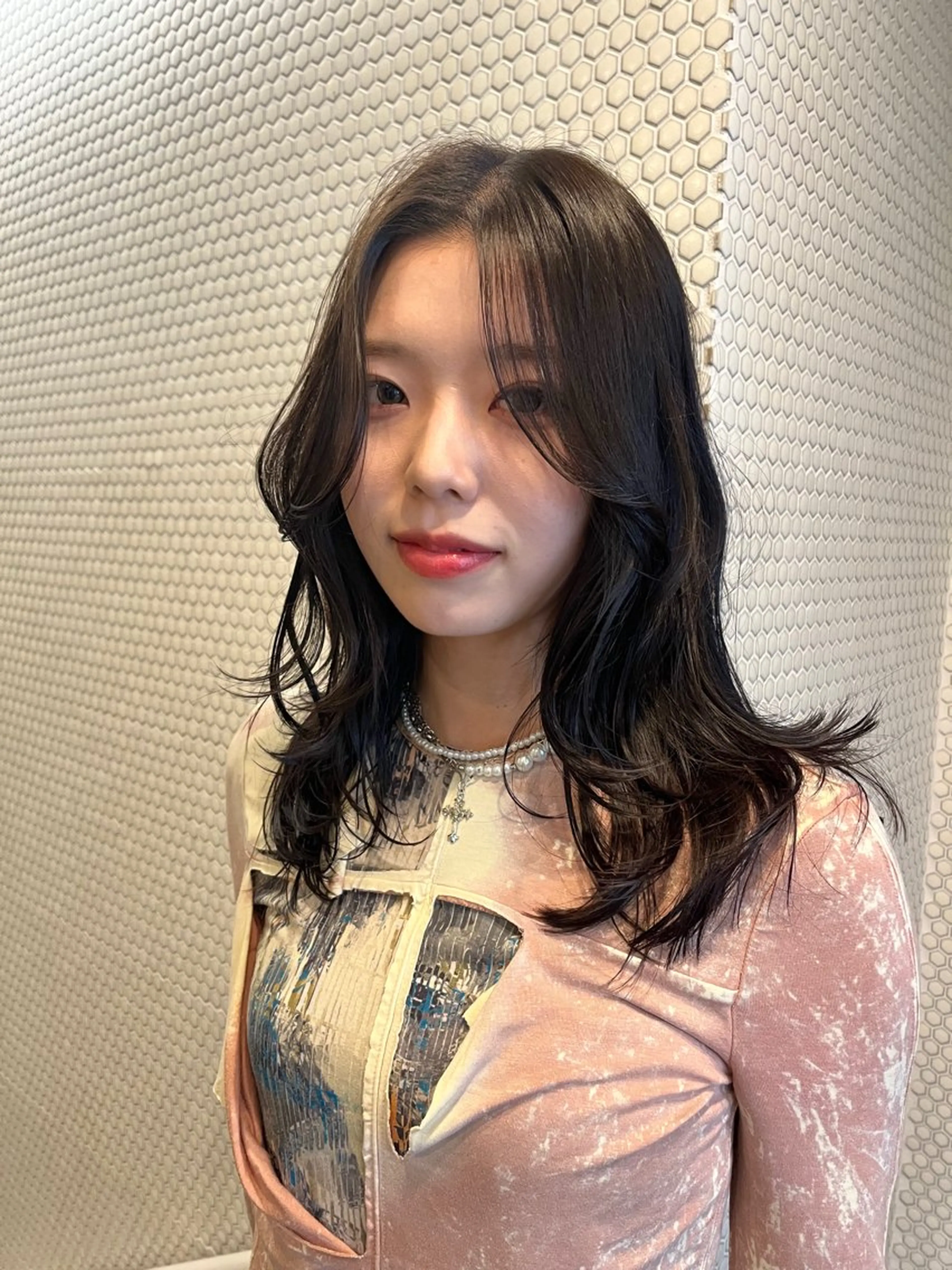 セミロング カット ヘアカラー トリートメント レイヤー/暖色/ 髪質改善/永礼芳果のヘアスタイル