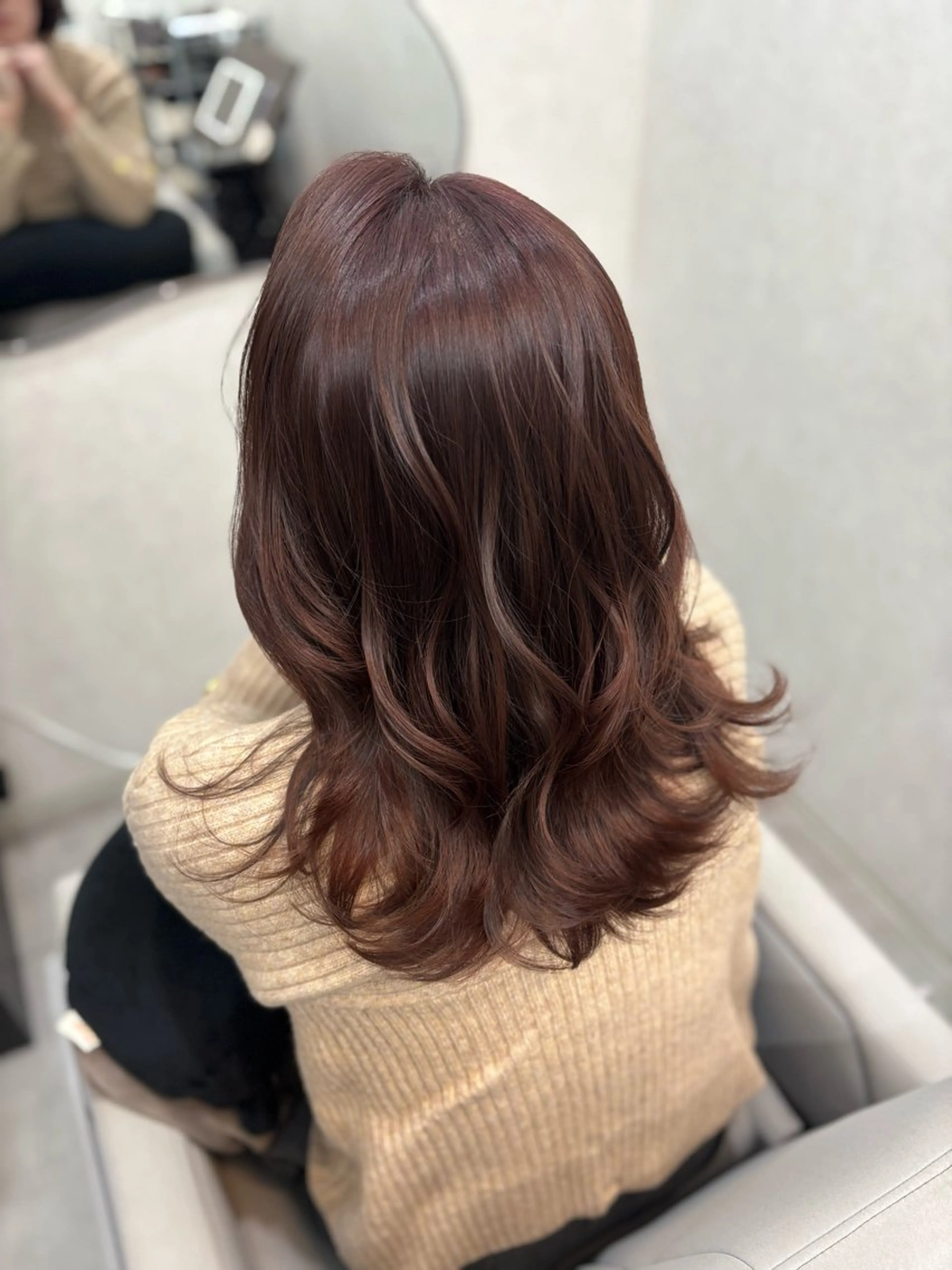 セミロング ピンクブラウン 水島 悠香子のヘアスタイル