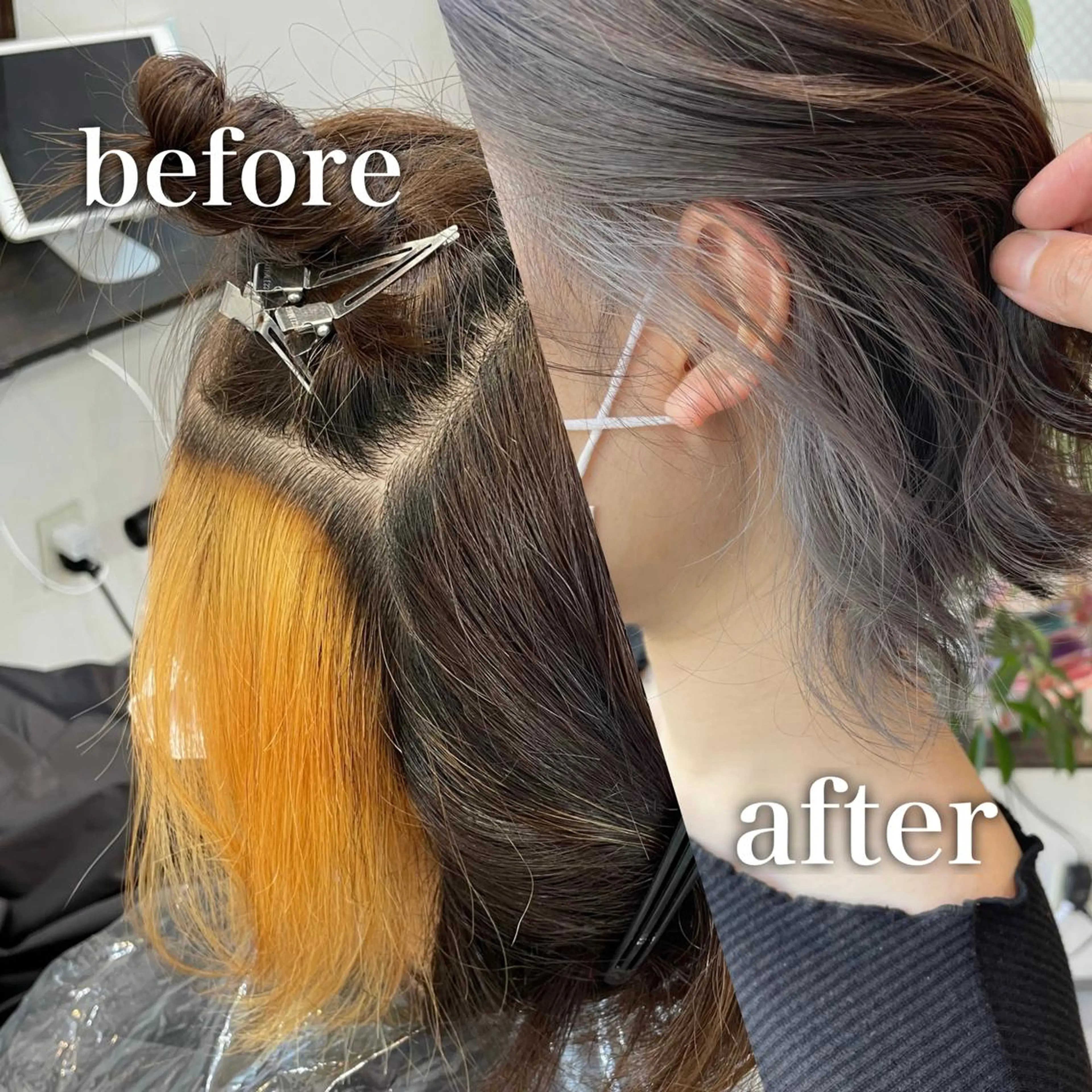 ショート カラー ミストバング ブリーチ ダブルカラー イヤリングカラー  フェイスフレーミング カット ヘアカラー アンブレラカラー💫 フェイスフレーミングのヘアスタイル