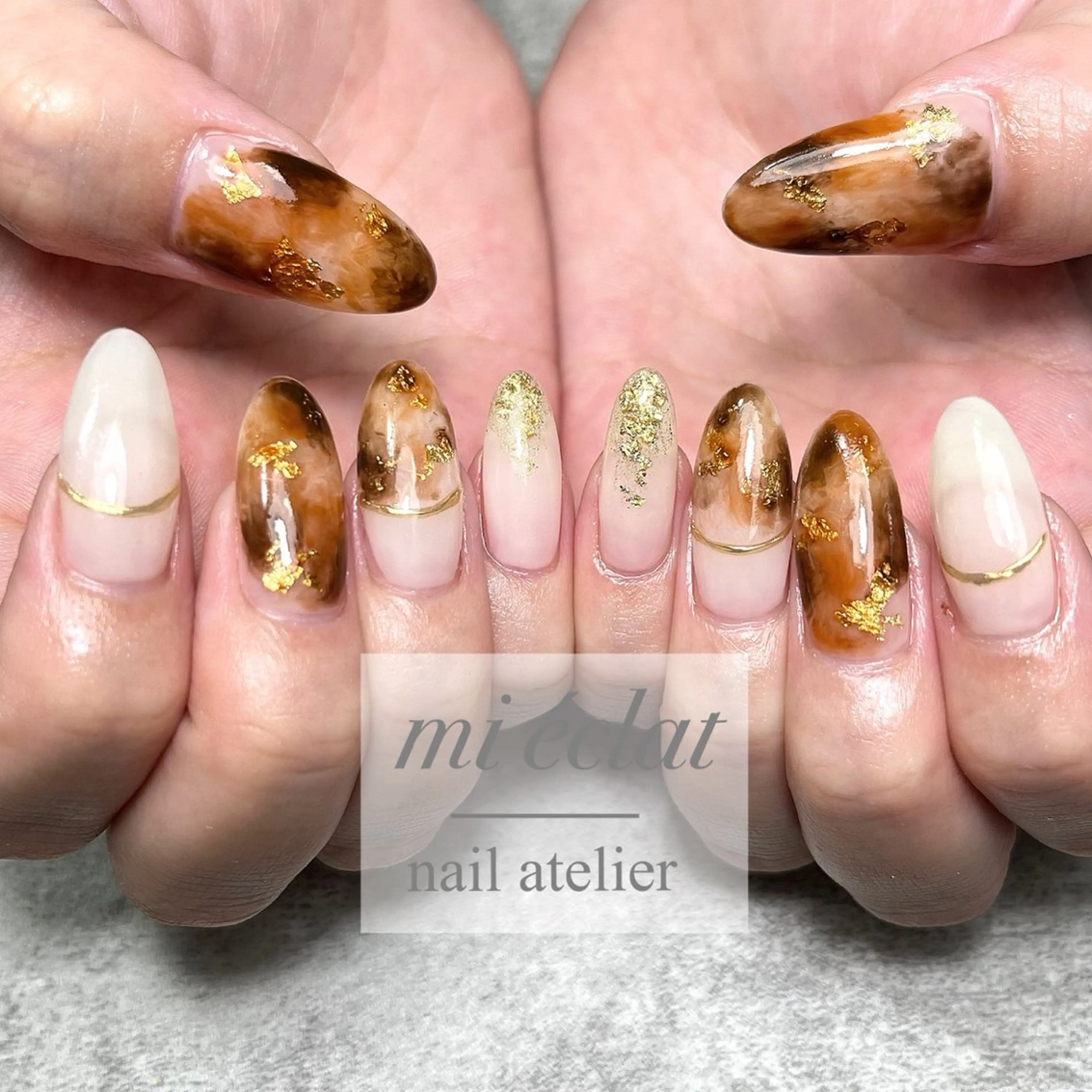 ネイル アートネイル べっ甲ネイル ニュアンスネイル mi éclat ミ　エクラのネイルデザイン