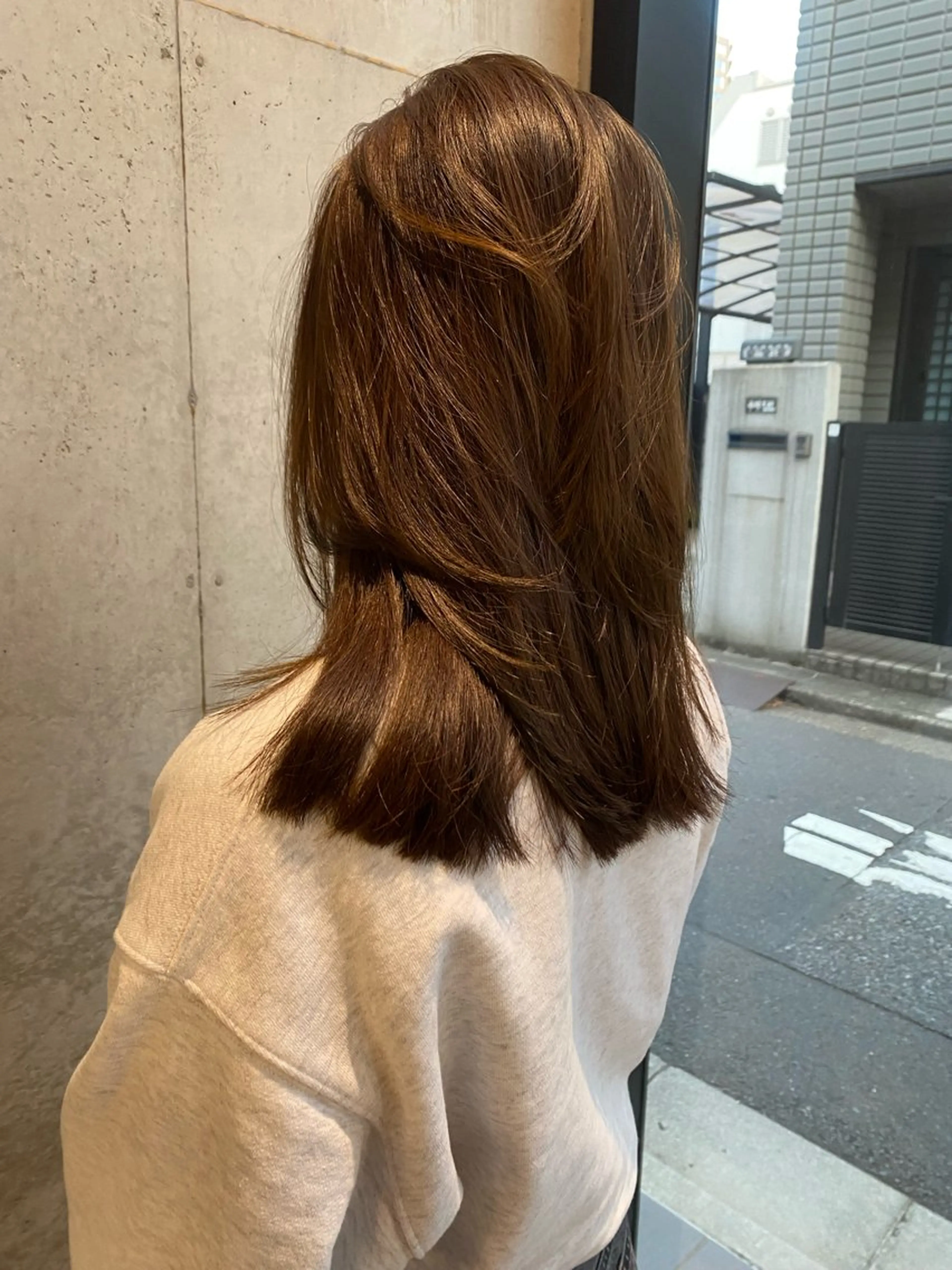 ミディアム カラー カット ヘアカラー トリートメント レイヤー/柔色 カラー/SAkiのヘアスタイル