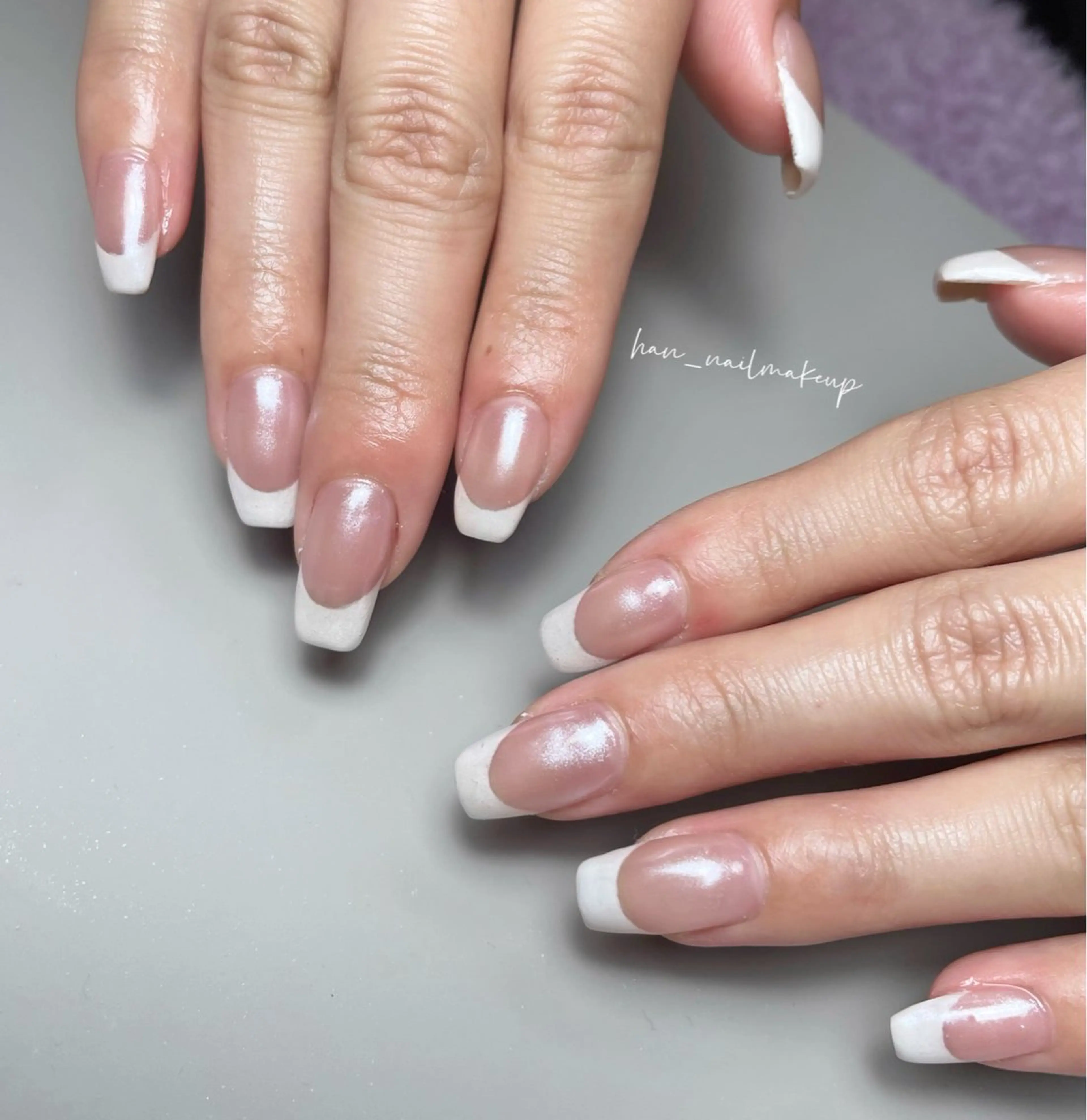 ネイル フレンチネイル ホワイト ハンドネイル Han Nail 【y&m】のネイルデザイン