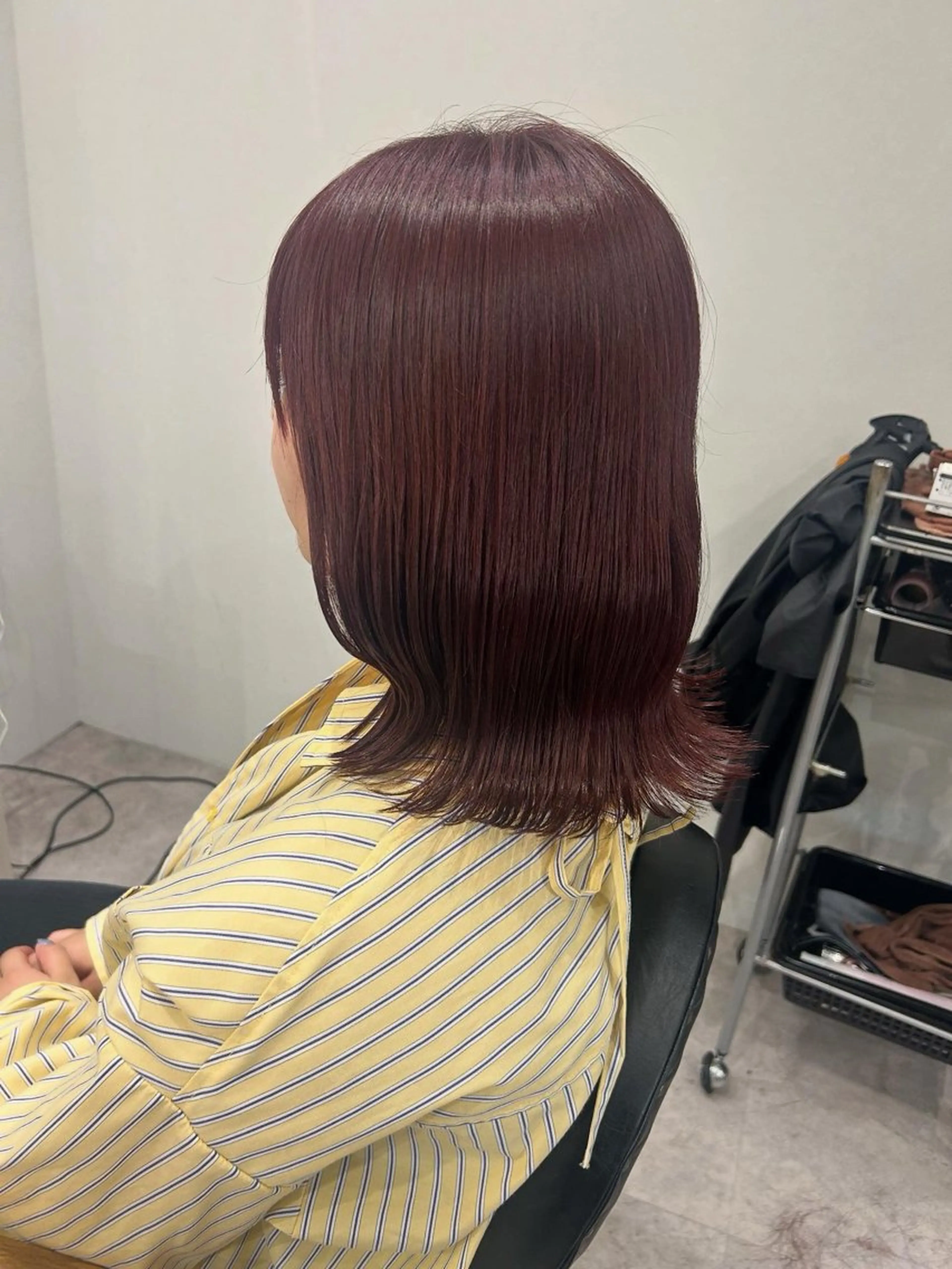 ミディアム カラー ヘアアレンジ カシス レッドカラー ヘアカラー ボブ /ニュアンス/ satomi🧸💖のヘアスタイル