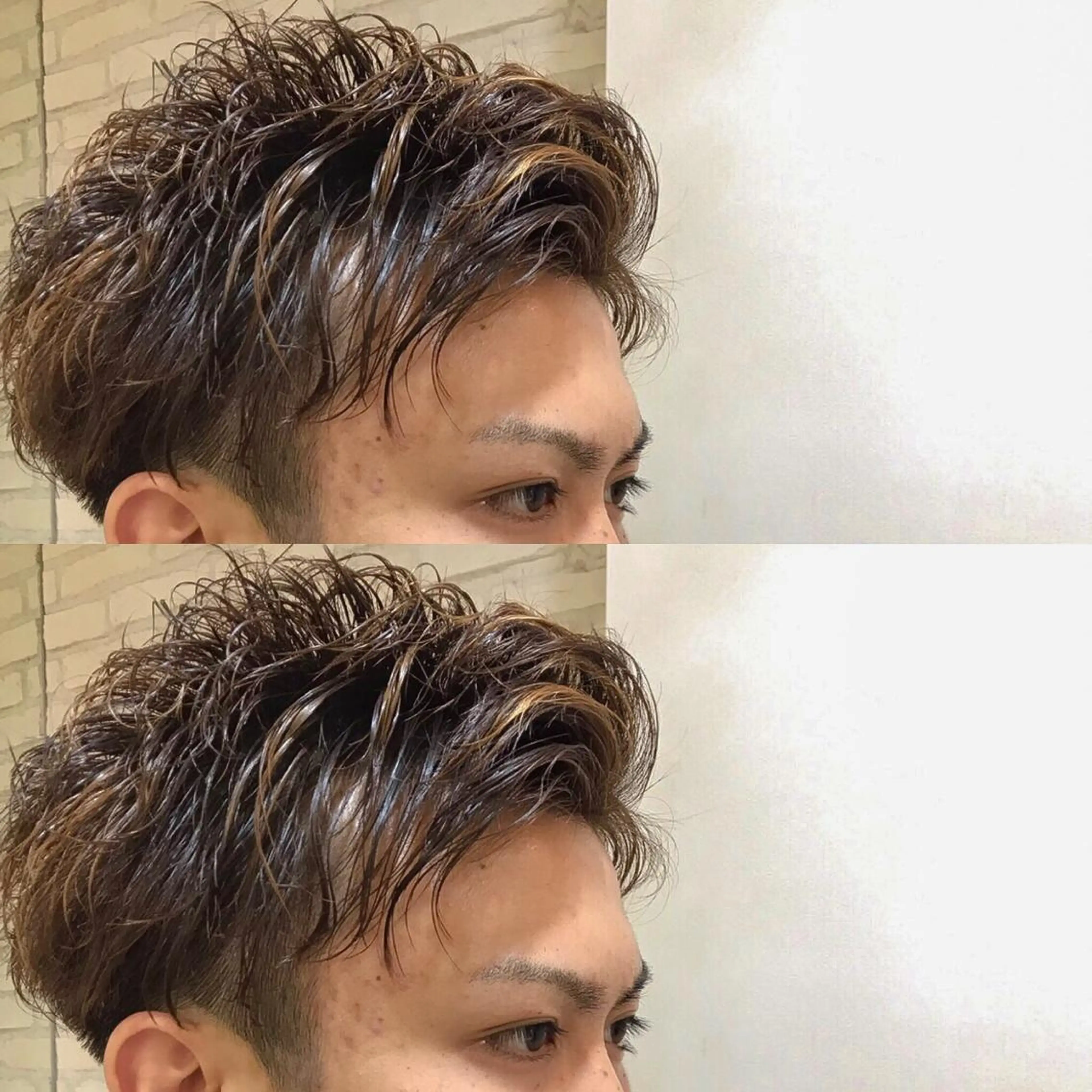 ショート カラー メンズ メンズハイライト メンズパーマ ハイライトカラー ハイライト 平内 賢人のヘアスタイル