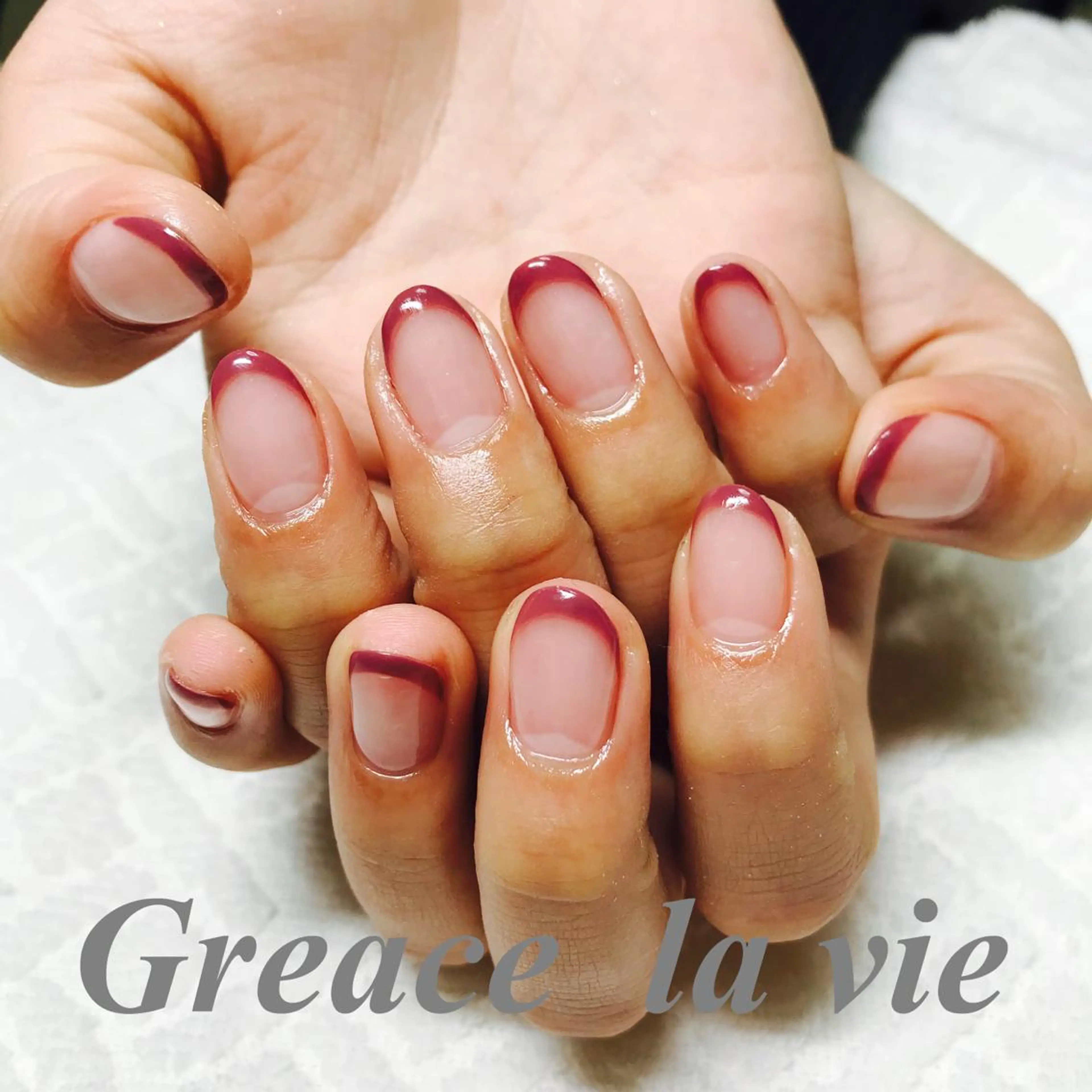 ミディアム カラー パーマ キッズ ネイル マツエク・マツパ ピンクカラー カラーマツエク フレンチネイル ピンク Greace la vie所属・Greace  la vieのネイルデザイン