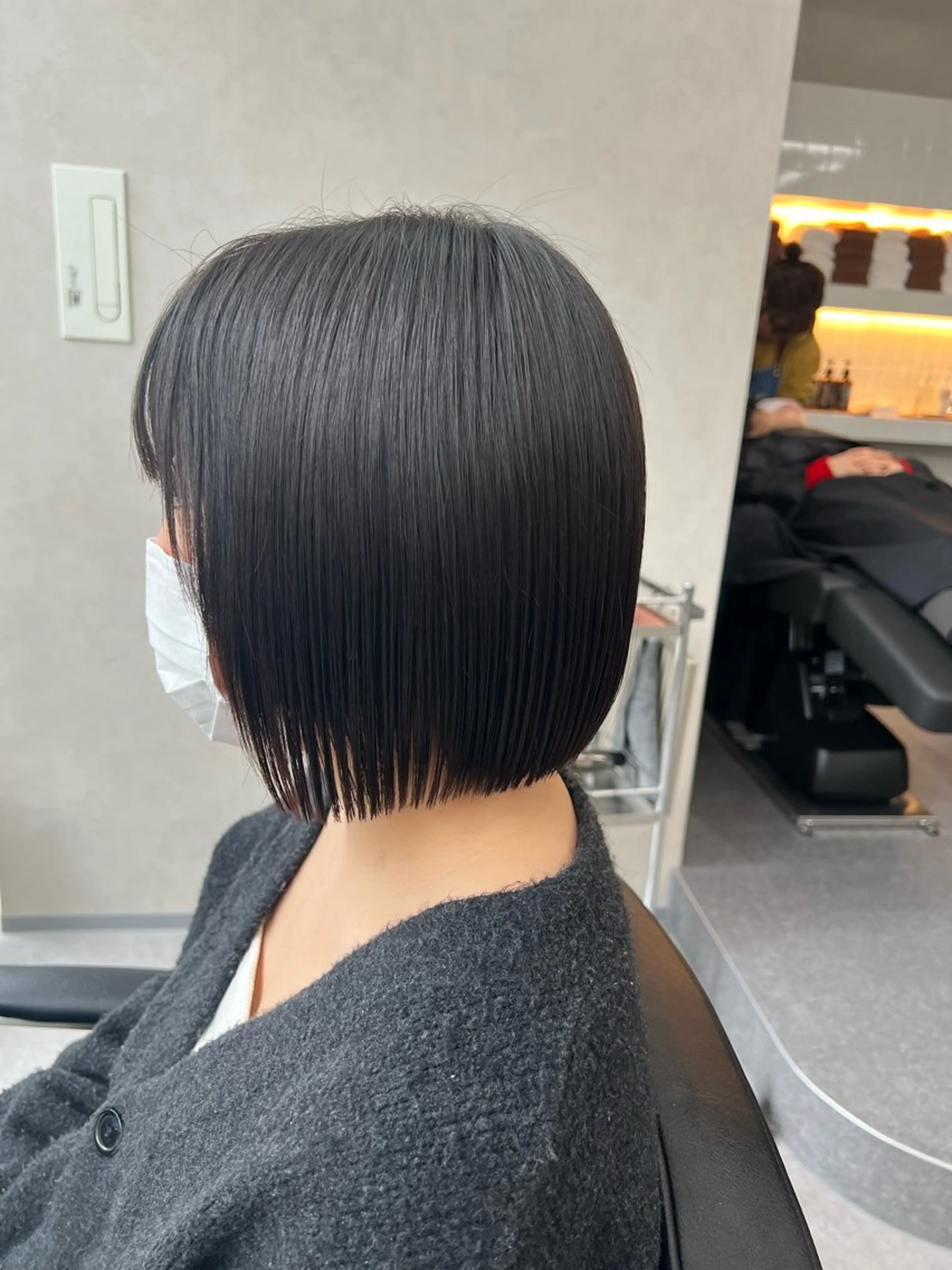 ショート 切りっぱなしボブ ボブ カット 艶ボブ🤎暖色カラー 縮毛矯正/メンズ💈のヘアスタイル