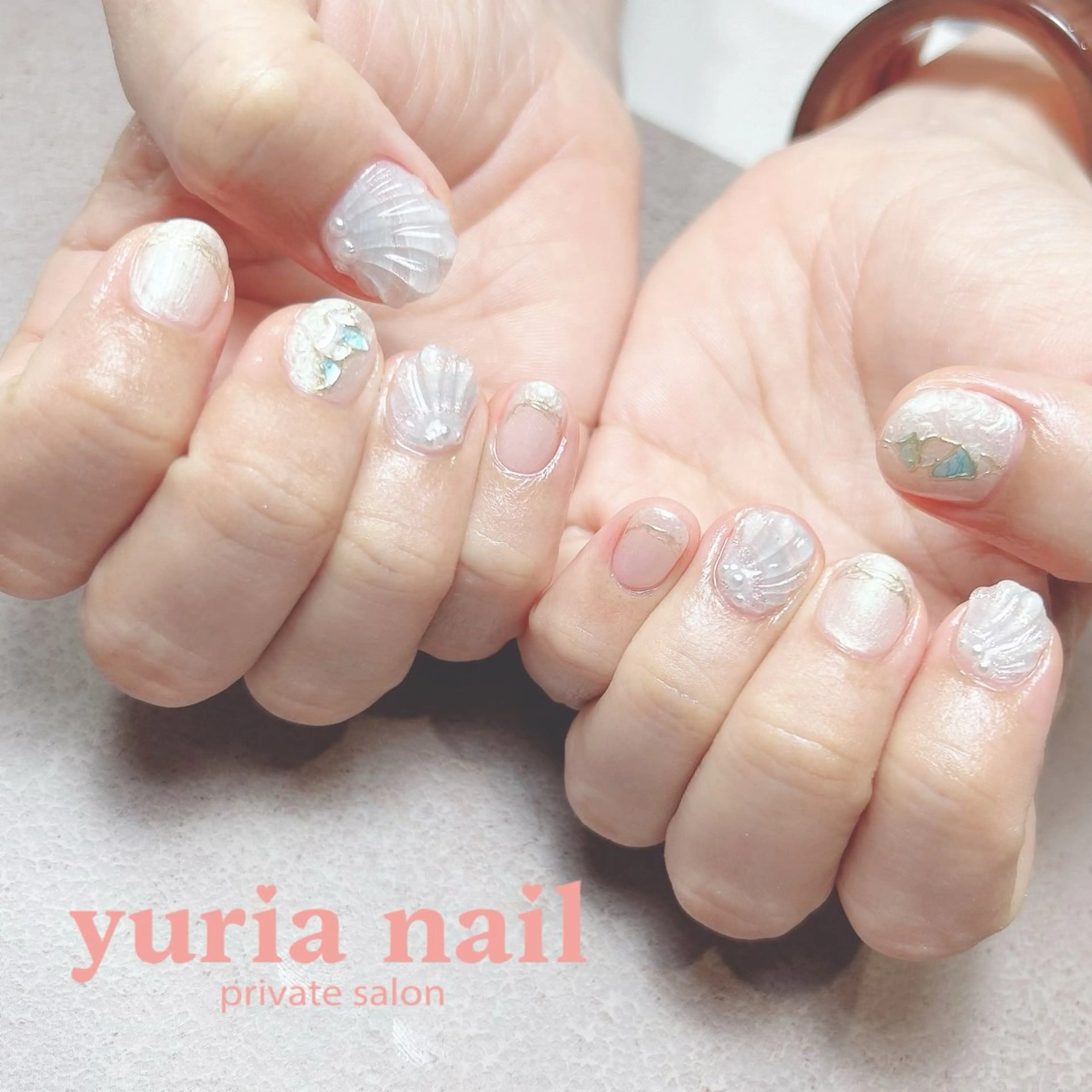 ネイル ブルー ジェルネイル 持ち込み ハンドネイル 小林 ゆりあのネイルデザイン