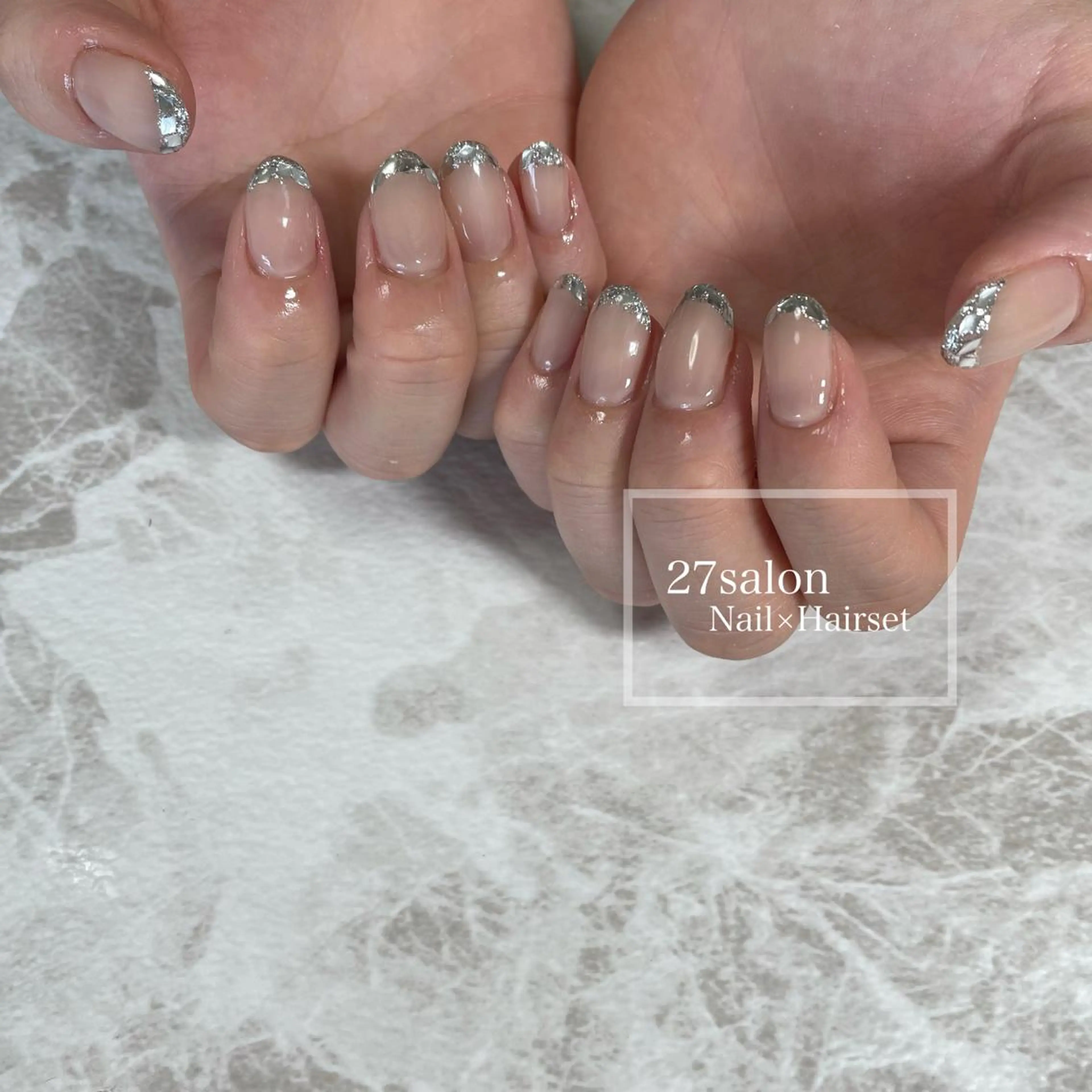 ネイル フレンチネイル ガラスフレンチ 27salon yuinaのネイルデザイン