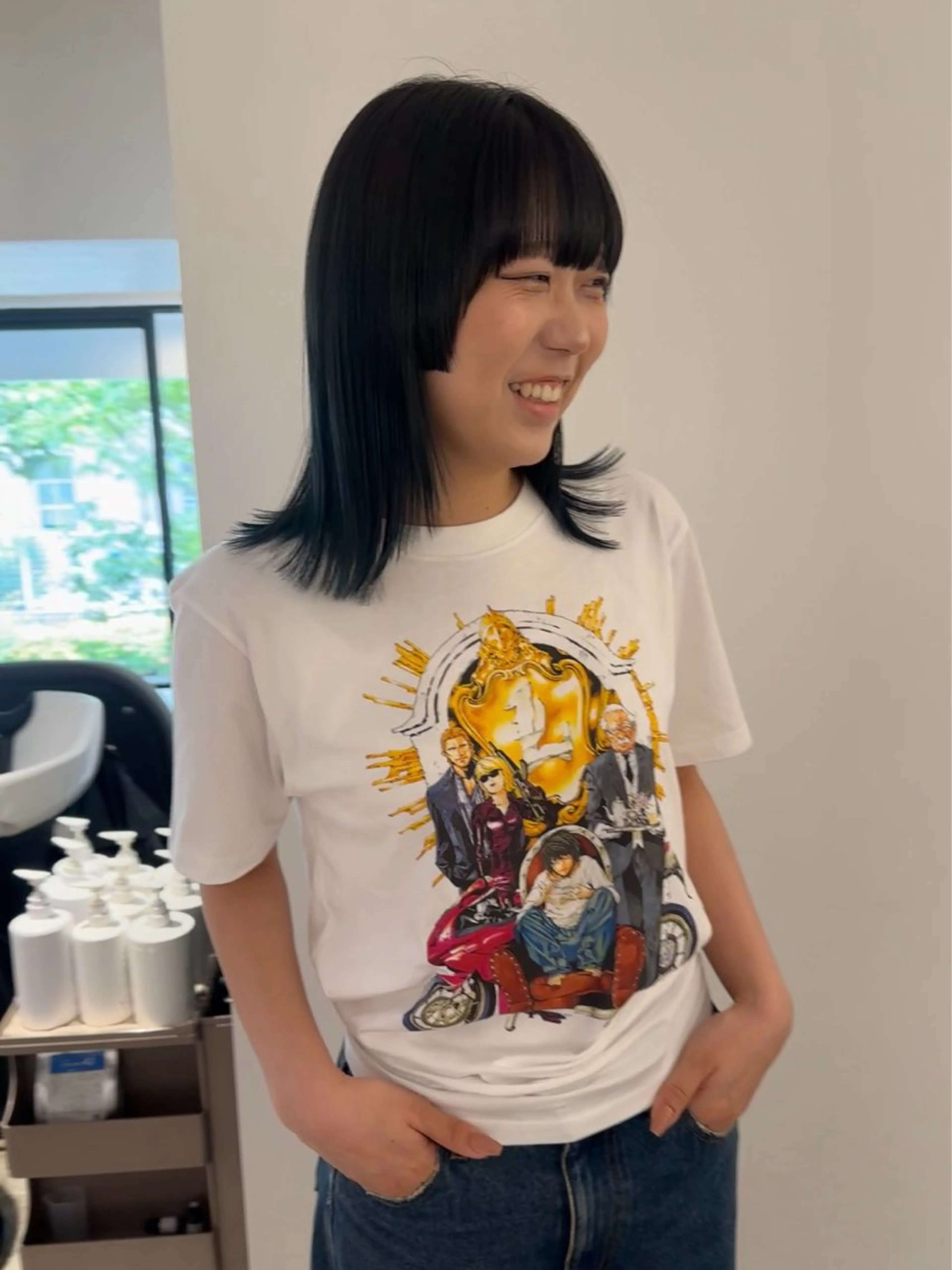 ミディアム カラー 顔周りカット ハシヅメ キョウカのヘアスタイル