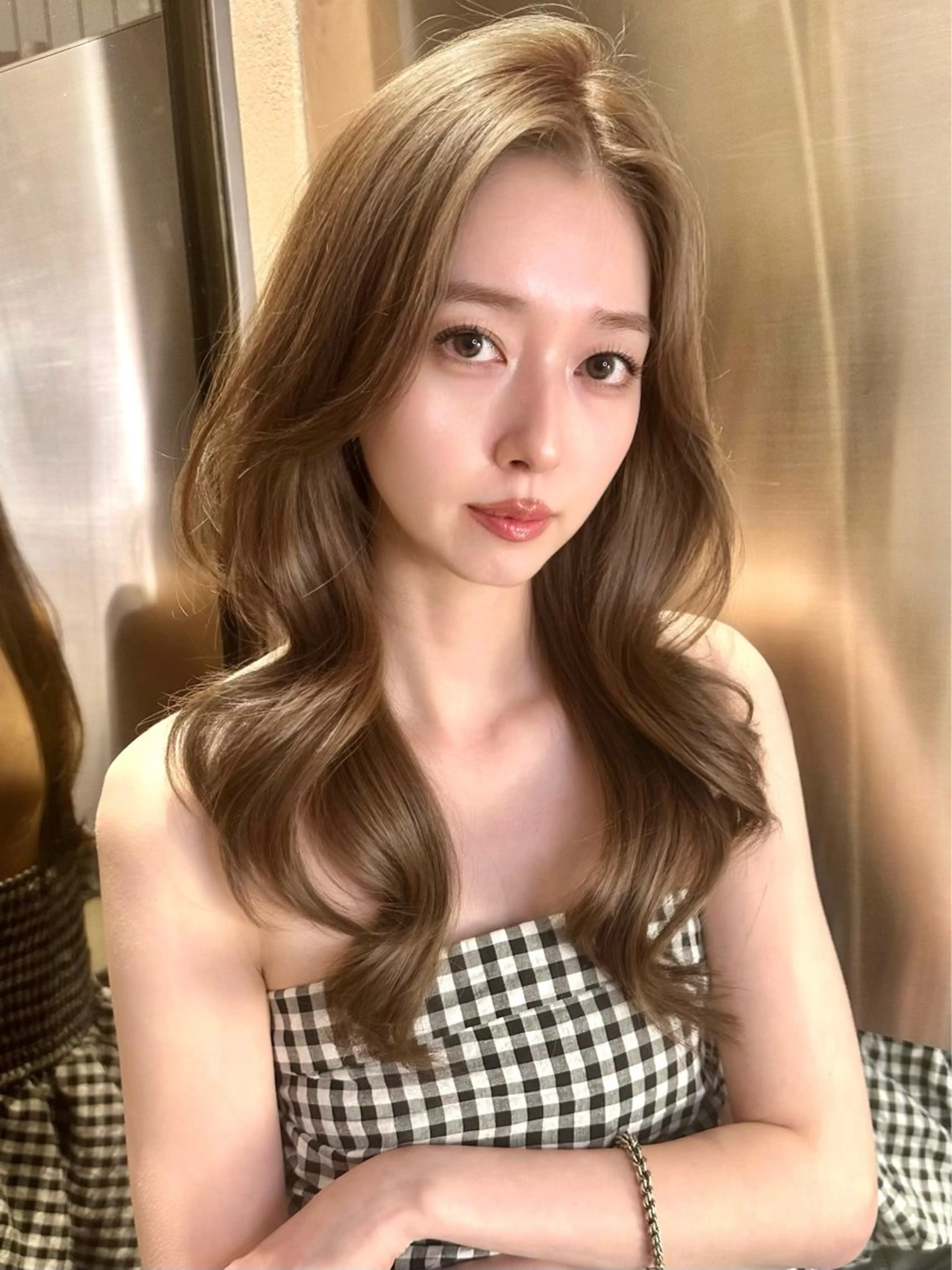 ミディアム カット ヘアカラー トリートメント ブリーチなしW🎀 髪質改善／はのんのヘアスタイル