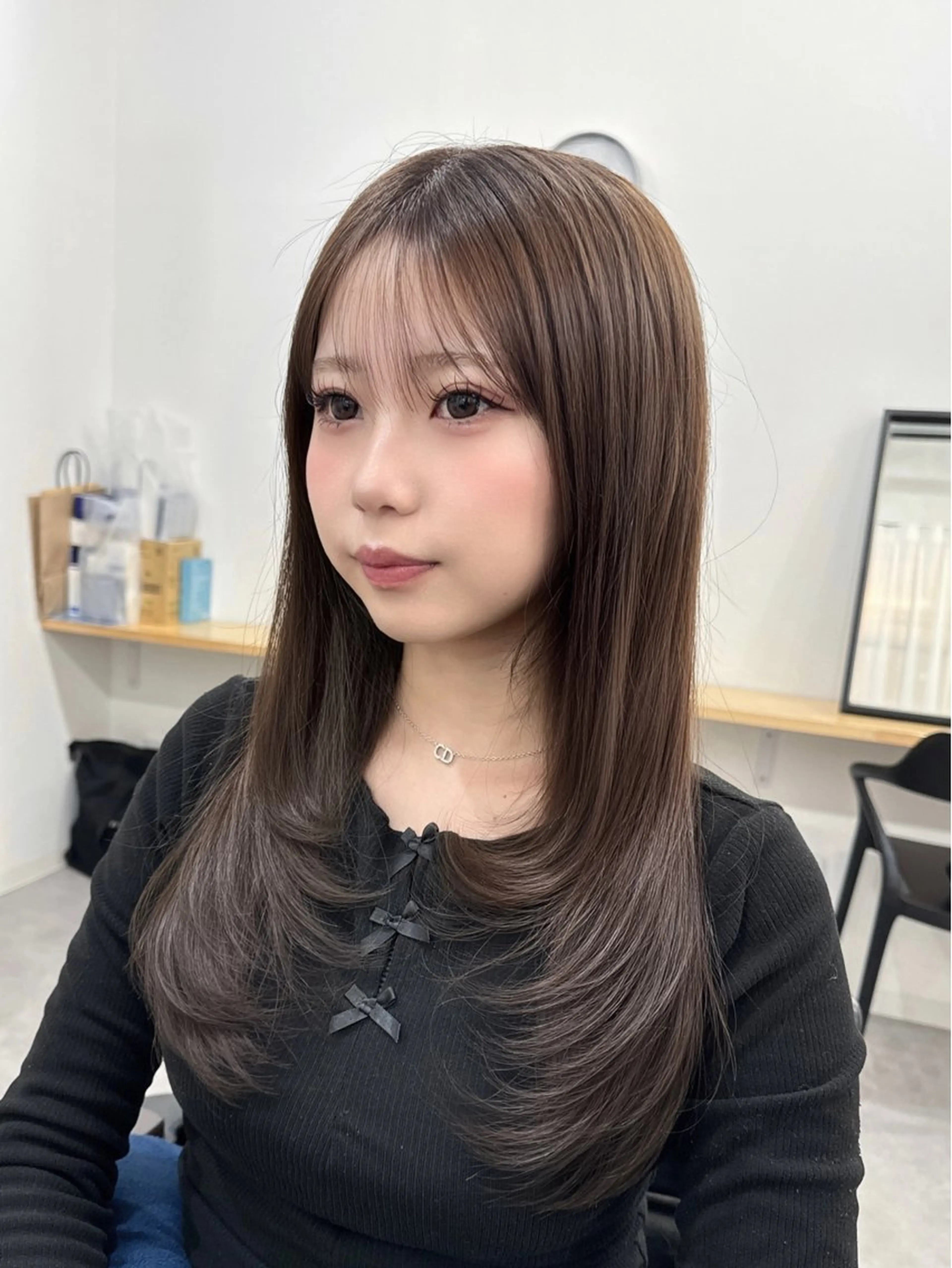 ロング のり🐼顔まわり/ 韓国/レイヤーカットのヘアスタイル