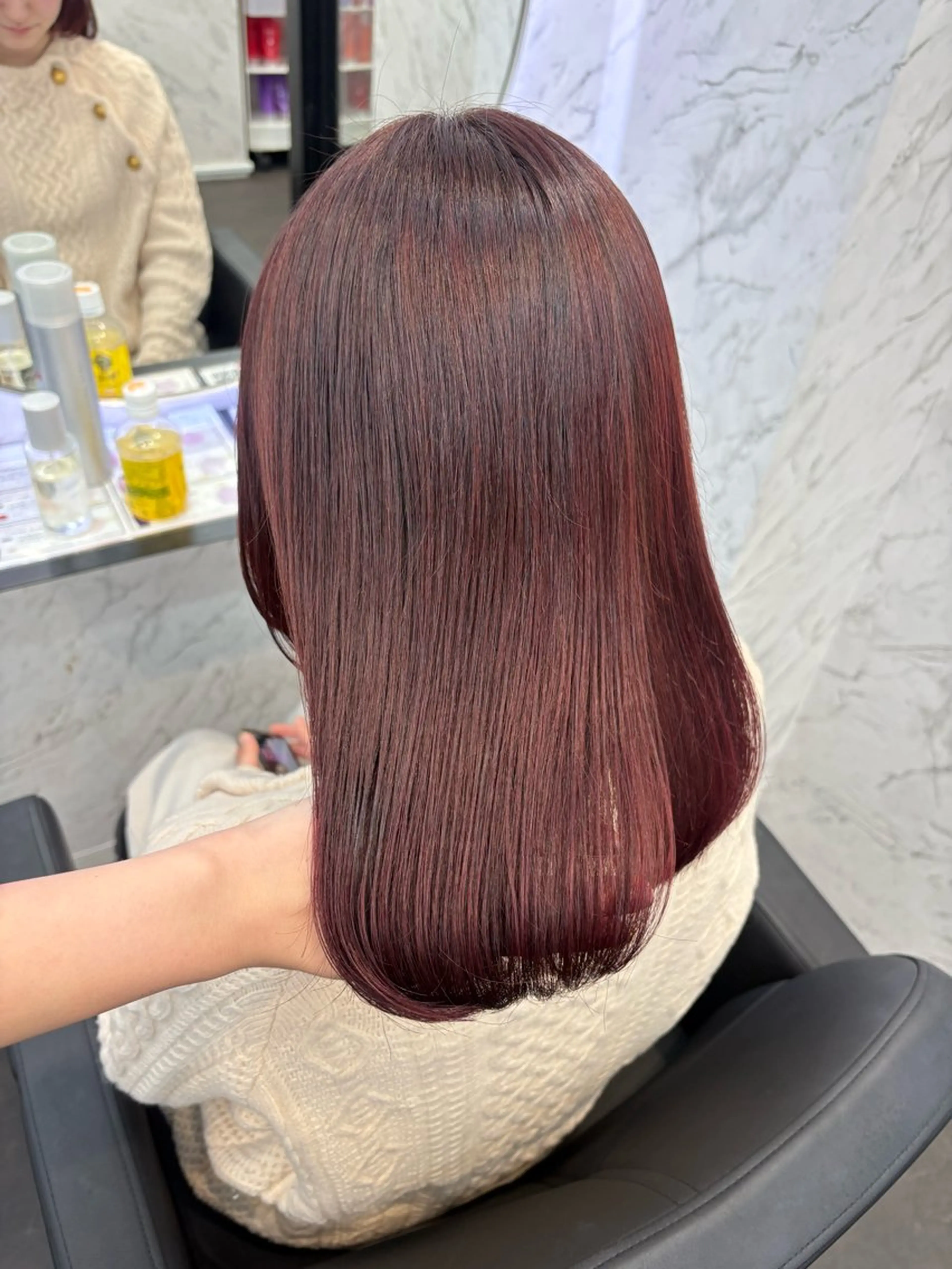 セミロング カラー ボルドーカラー カット ヘアカラー hair salon dot. mooda 韓国風サロン 町田店所属・韓国風ヘア🎀🩶 /♡𝓝𝓸𝓪♡のヘアスタイル