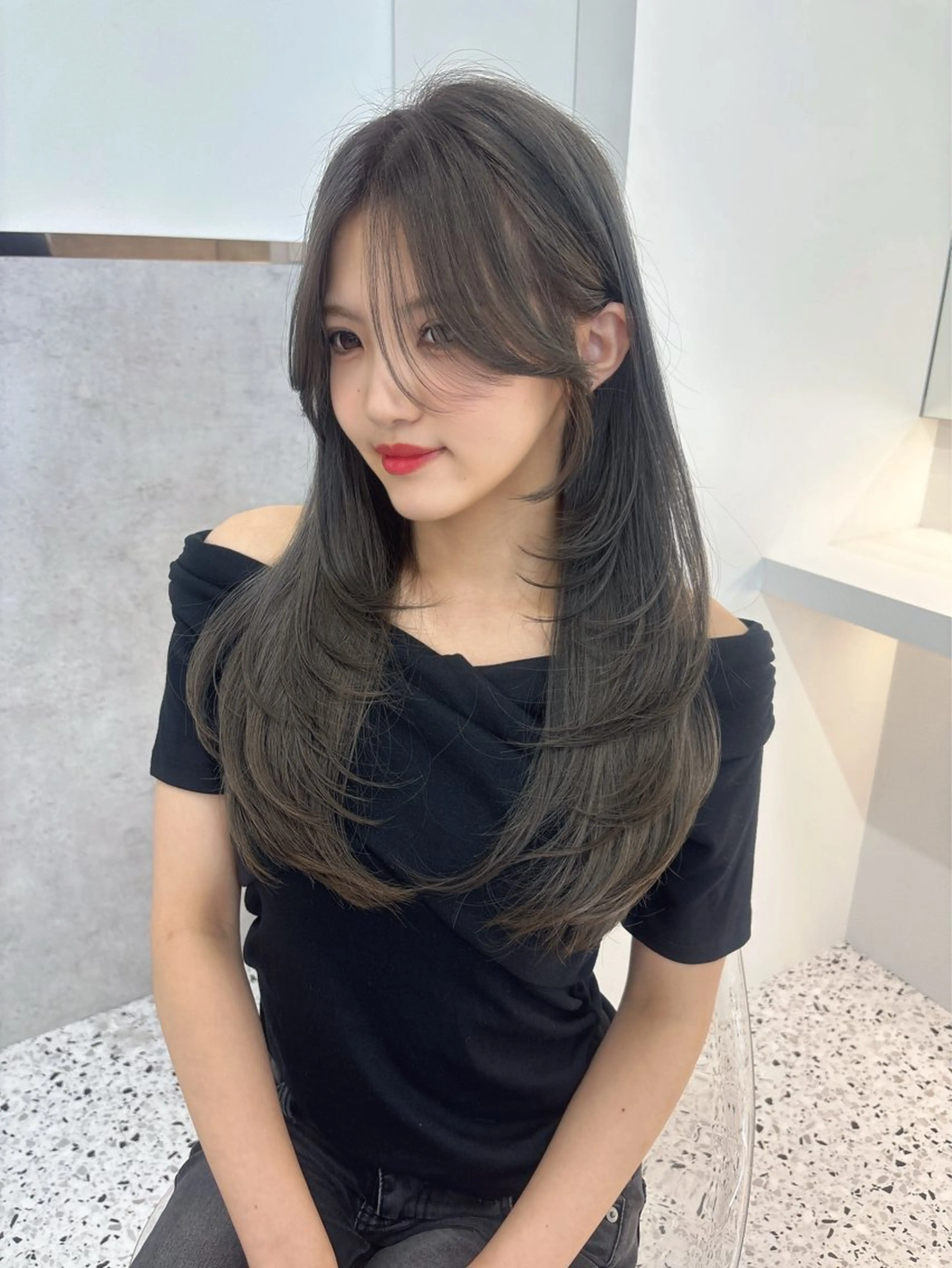 ロング カット 髪質改善×韓国ヘアサロン Role 博多【ロール】所属・yui🎀ブリーチ なしWカラー／博多のヘアスタイル