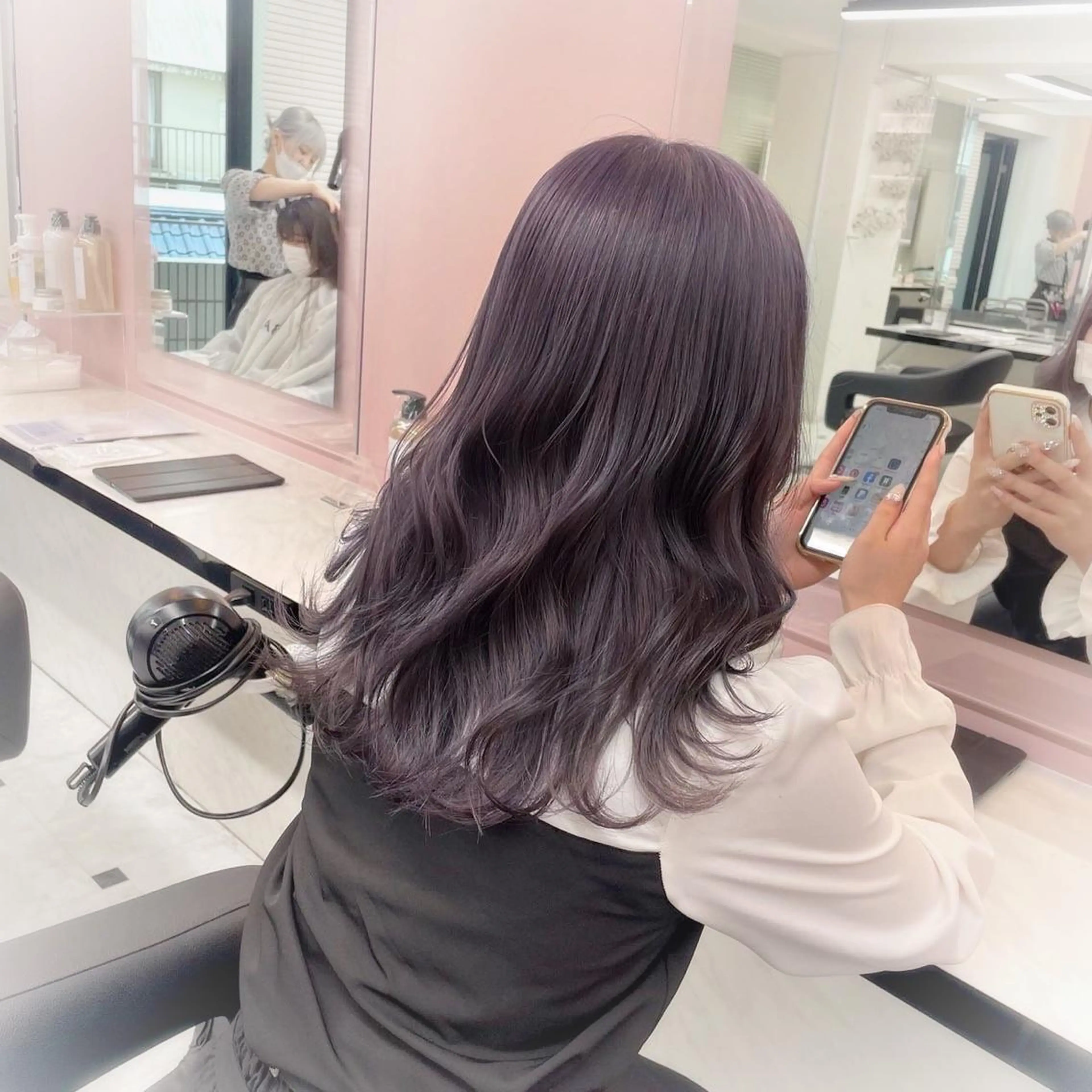 セミロング カラー ダブルカラー 韓国ヘアKYONのヘアスタイル