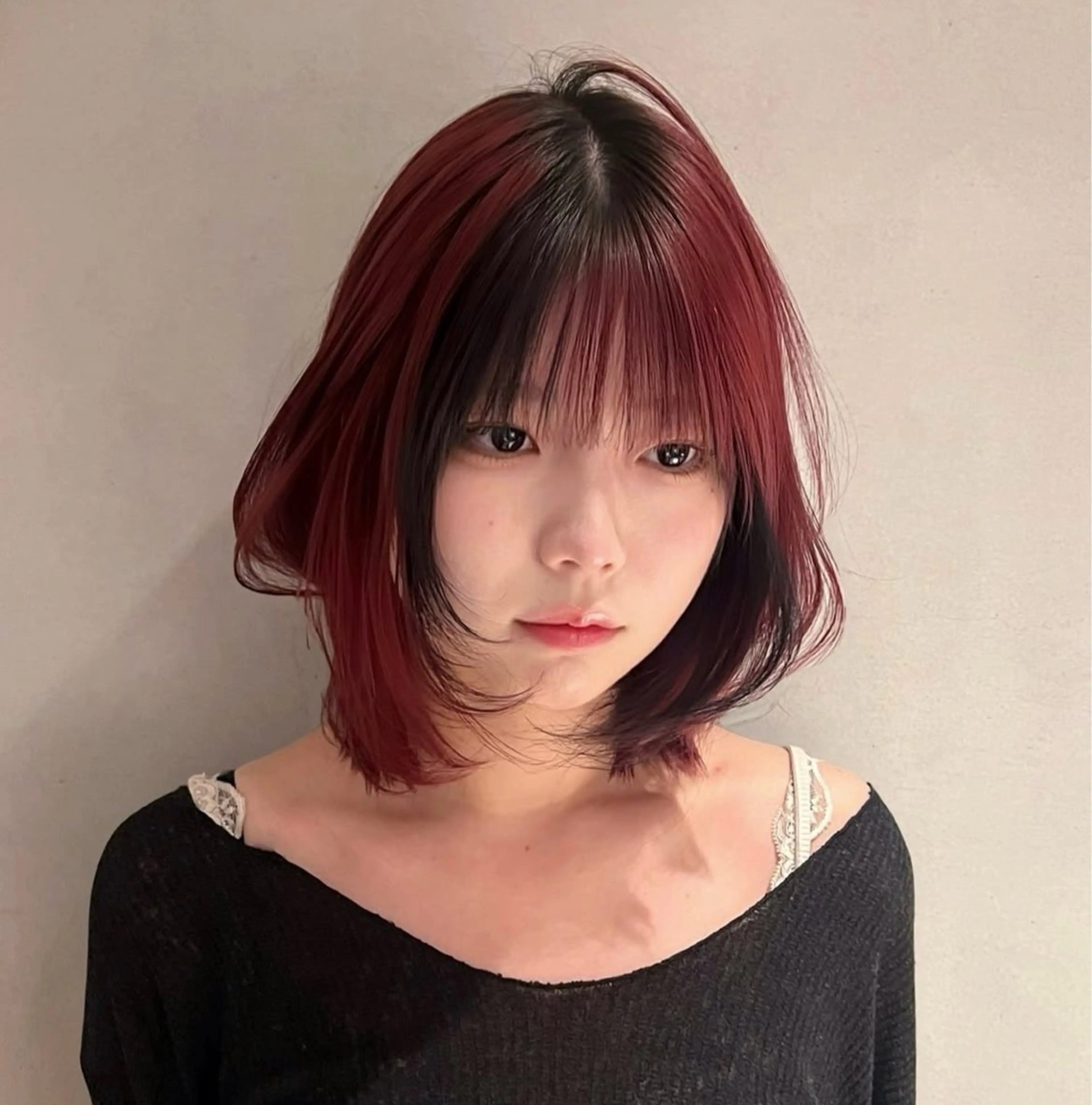 ミディアム カラー ヘアアレンジ デザインカラー レッドカラー ハイトーンカラー /梅田/みほのヘアスタイル