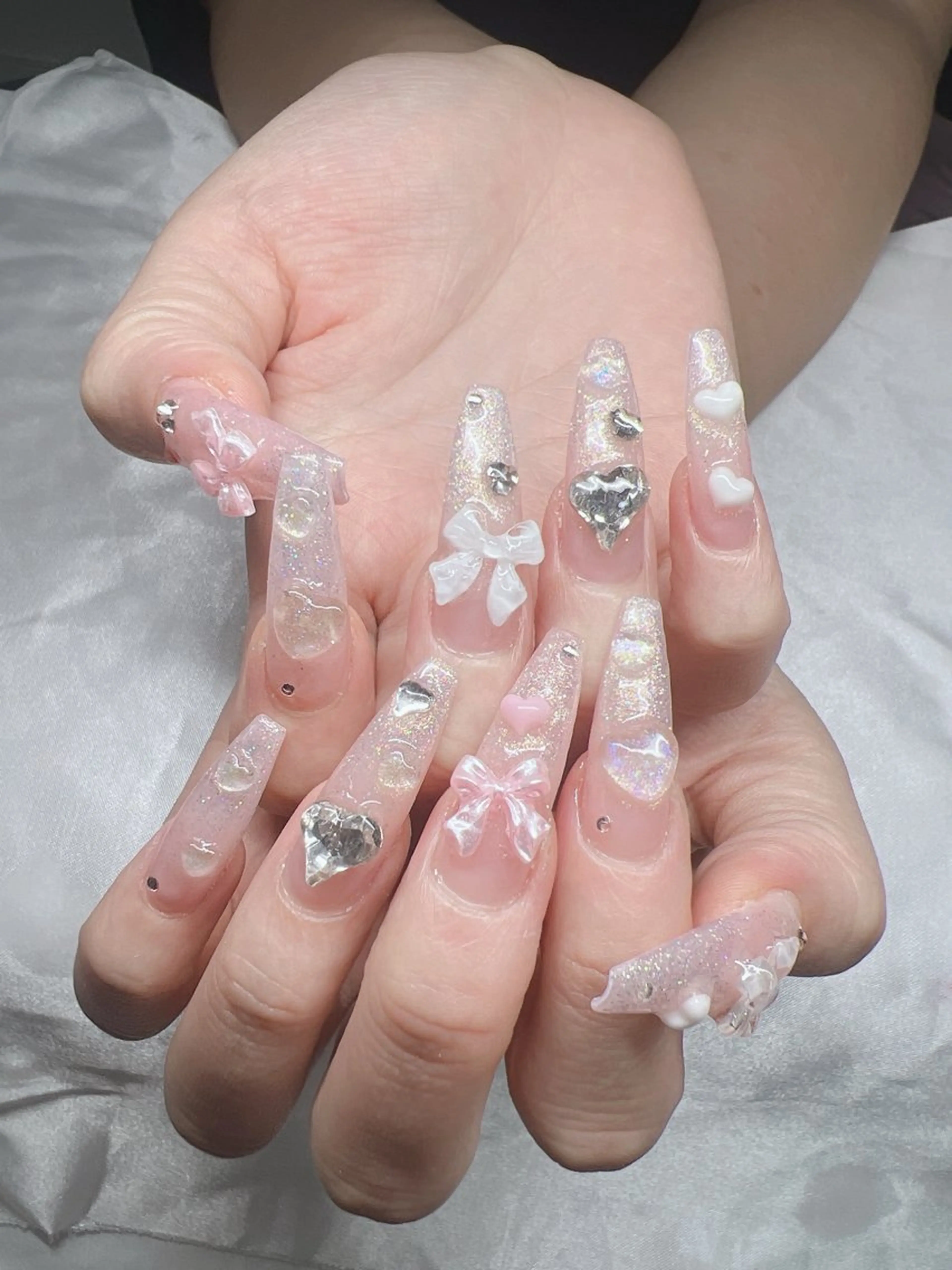 ネイル 長さ出し グラデーション キラキラネイル マグネットネイル ニュアンスネイル Lee Nails チップ長さだし専門店のネイルデザイン